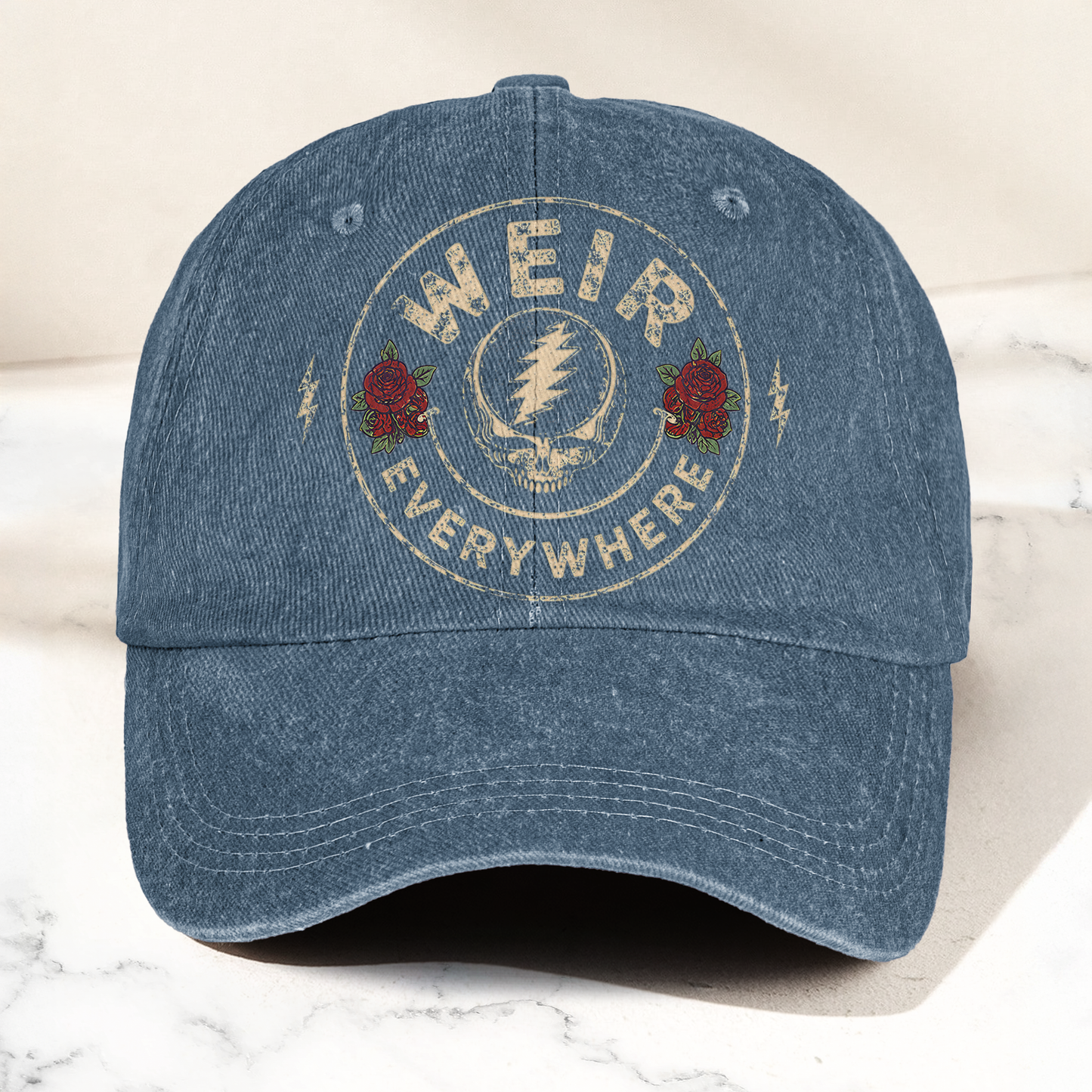 Grateful Dead Weir Everywhere Steal Your Face Bob Weir Denim Cap – Retro Vintage Dad Cap Gift For Dad (With Box)