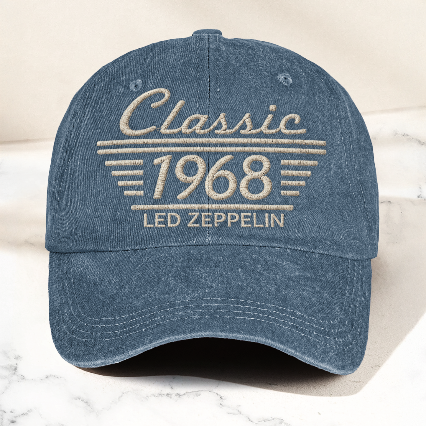 Led Zeppelin Classic 1968 Est Hard Rock Heavy Metal Band Music Merch Denim Cap – Retro Vintage Dad Cap Gift For Dad (With Box)