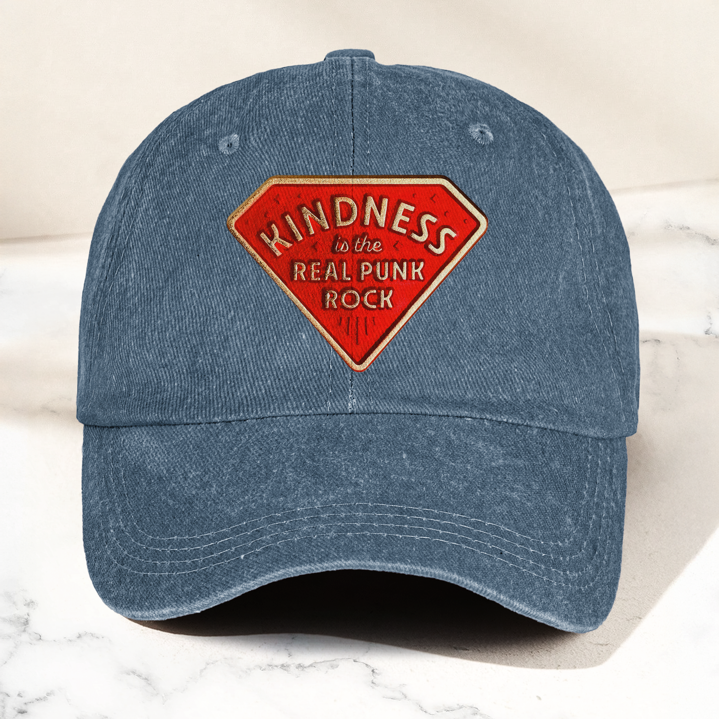 Kindness is the Real Punk Rock Denim Cap – Retro Punk Rock Music Fan Cap Gift For Dad (With Box)