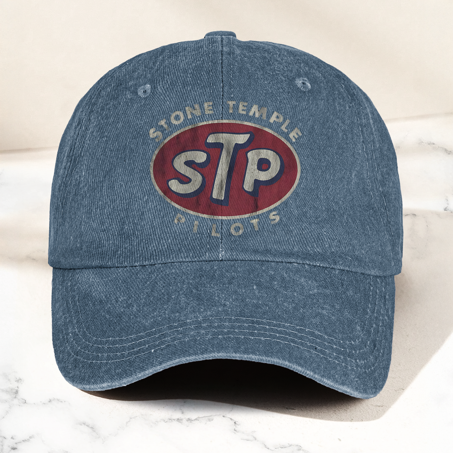 Stone Temple Pilots STP Logo Vintage Denim Cap – Retro Rock Band Cap Gift For Dad (With Box)