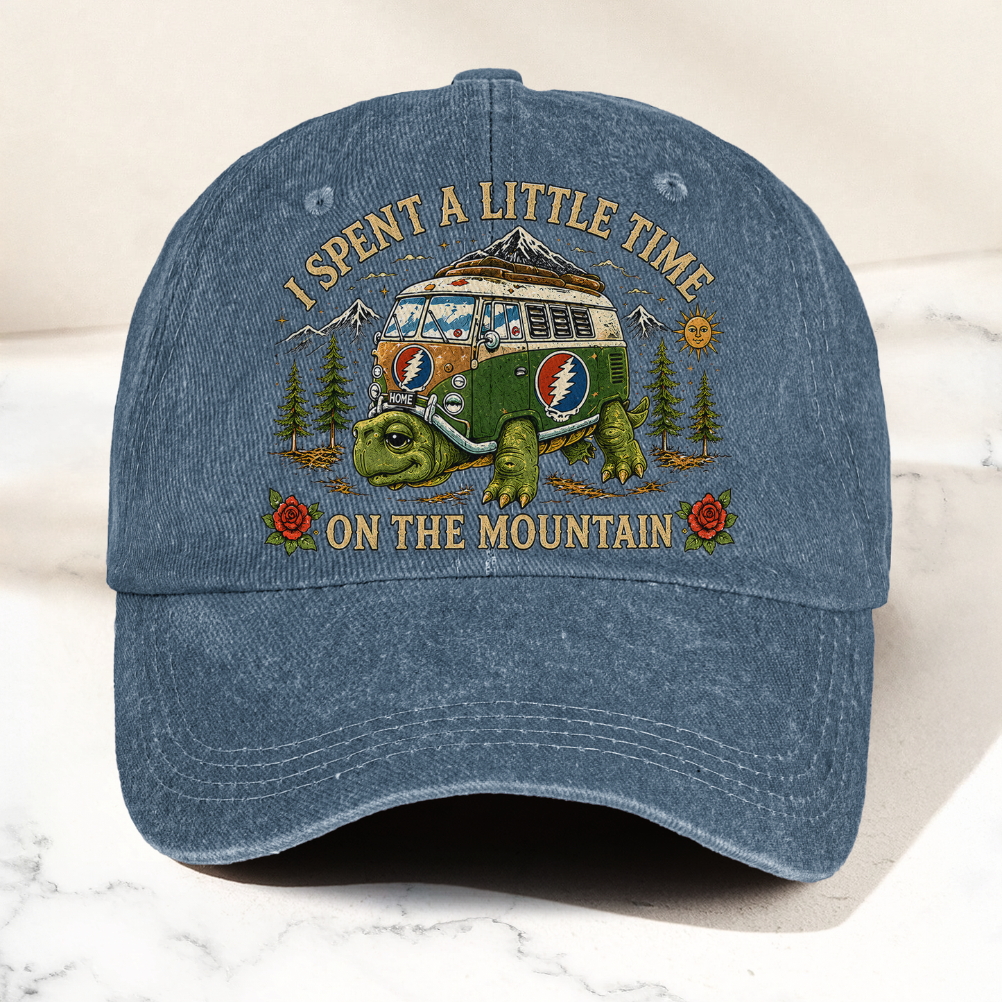 Grateful Dead New Speedway Boogie Toured Bus Terrapin Denim Cap – Retro Vintage Dad Cap Gift For Dad (With Box)