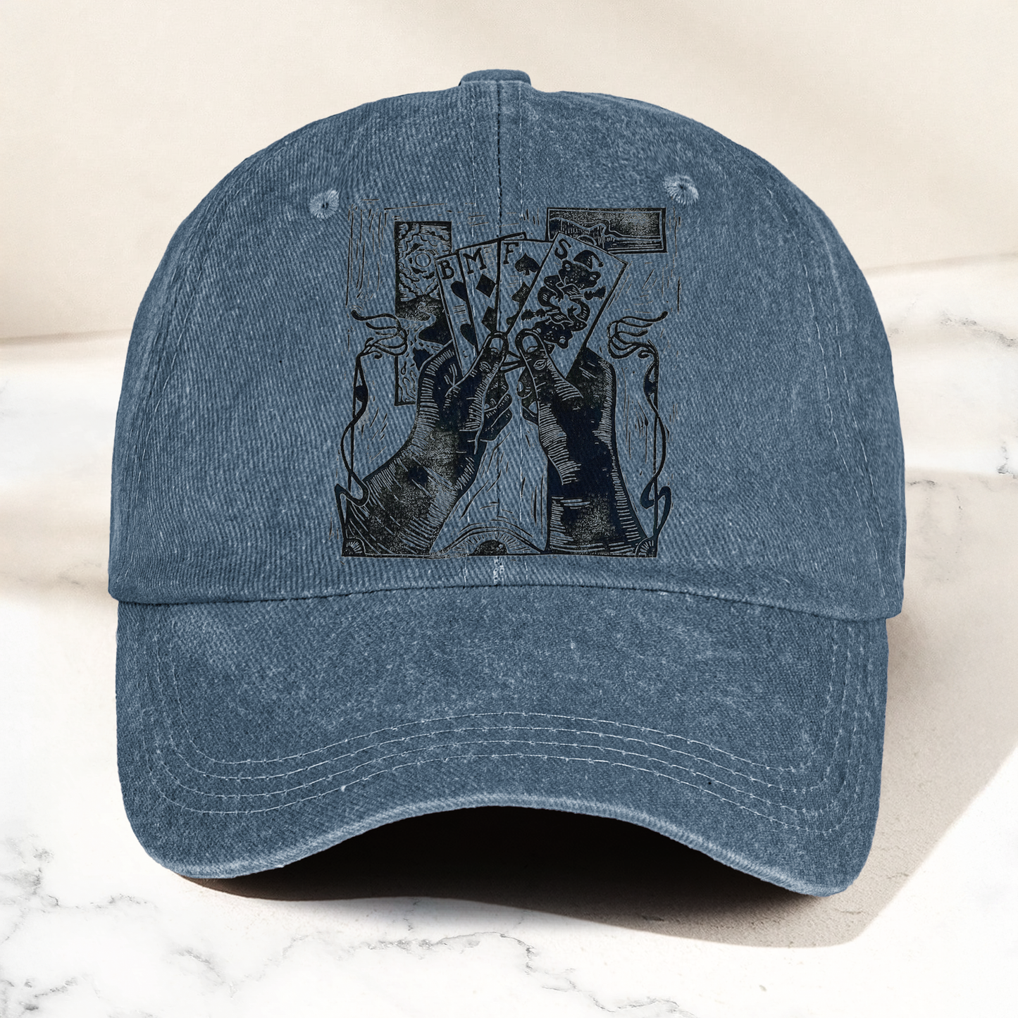 Billy Strings BMFS Playing Cards Woodcut Graphic Music Merch Denim Cap – Retro Vintage Dad Cap Gift For Dad (With Box)