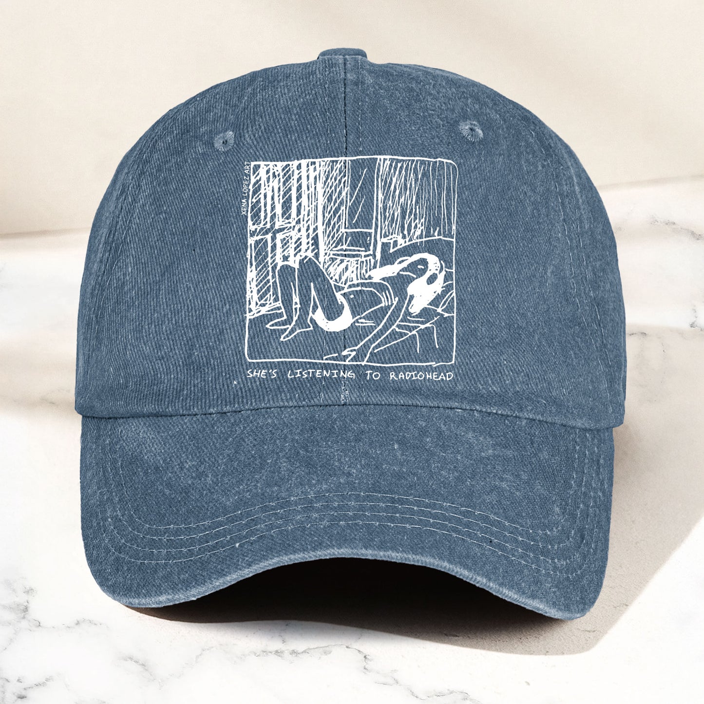 She's Listening to Radiohead Denim Cap – Retro Radiohead Tribute Merch Dad Hat (With Box)