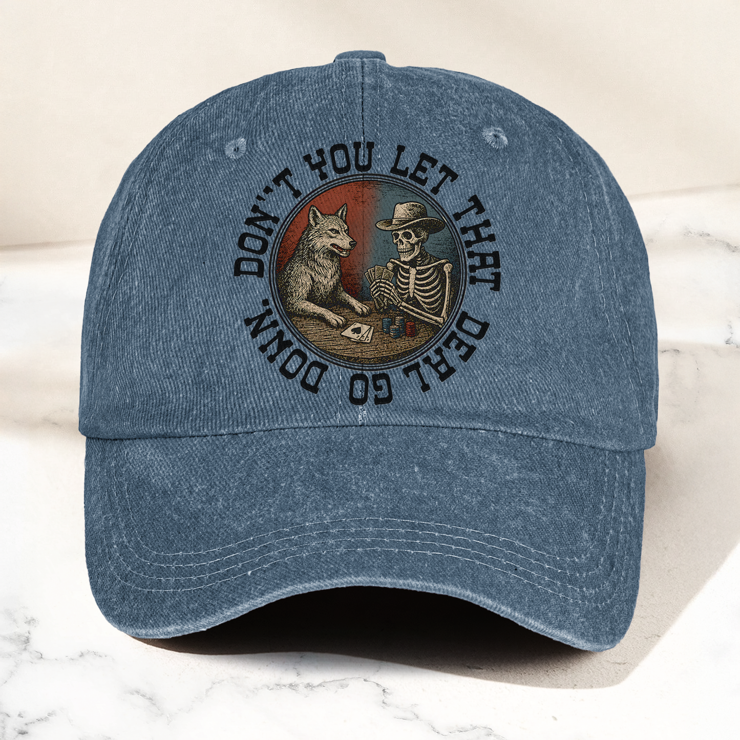 Grateful Dead Don't You Let That Deal Go Down Poker Skeleton Denim Cap – Retro Vintage Dad Cap Gift For Dad (With Box)