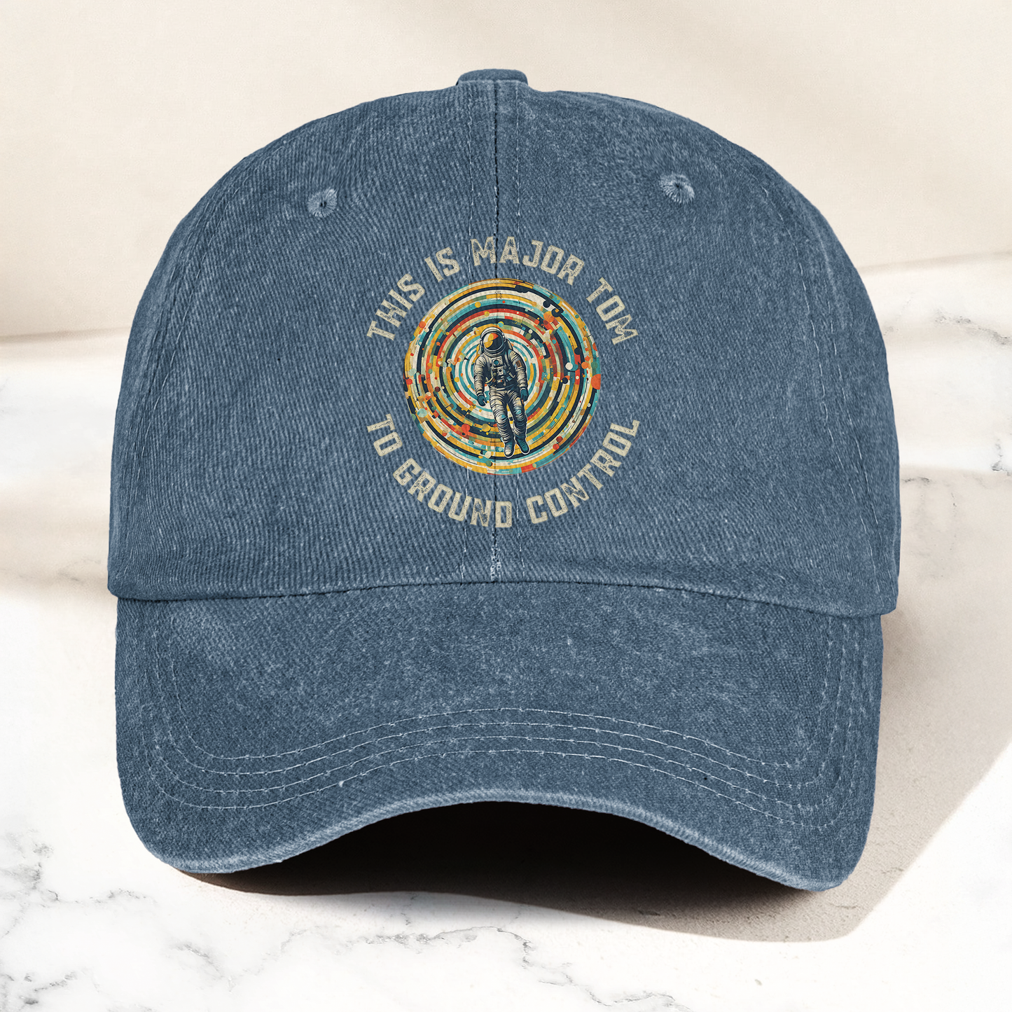 David Bowie This is Major Tom to Ground Control Denim Cap – Retro Punk Rock Music Fan Cap Gift For Dad (With Box)