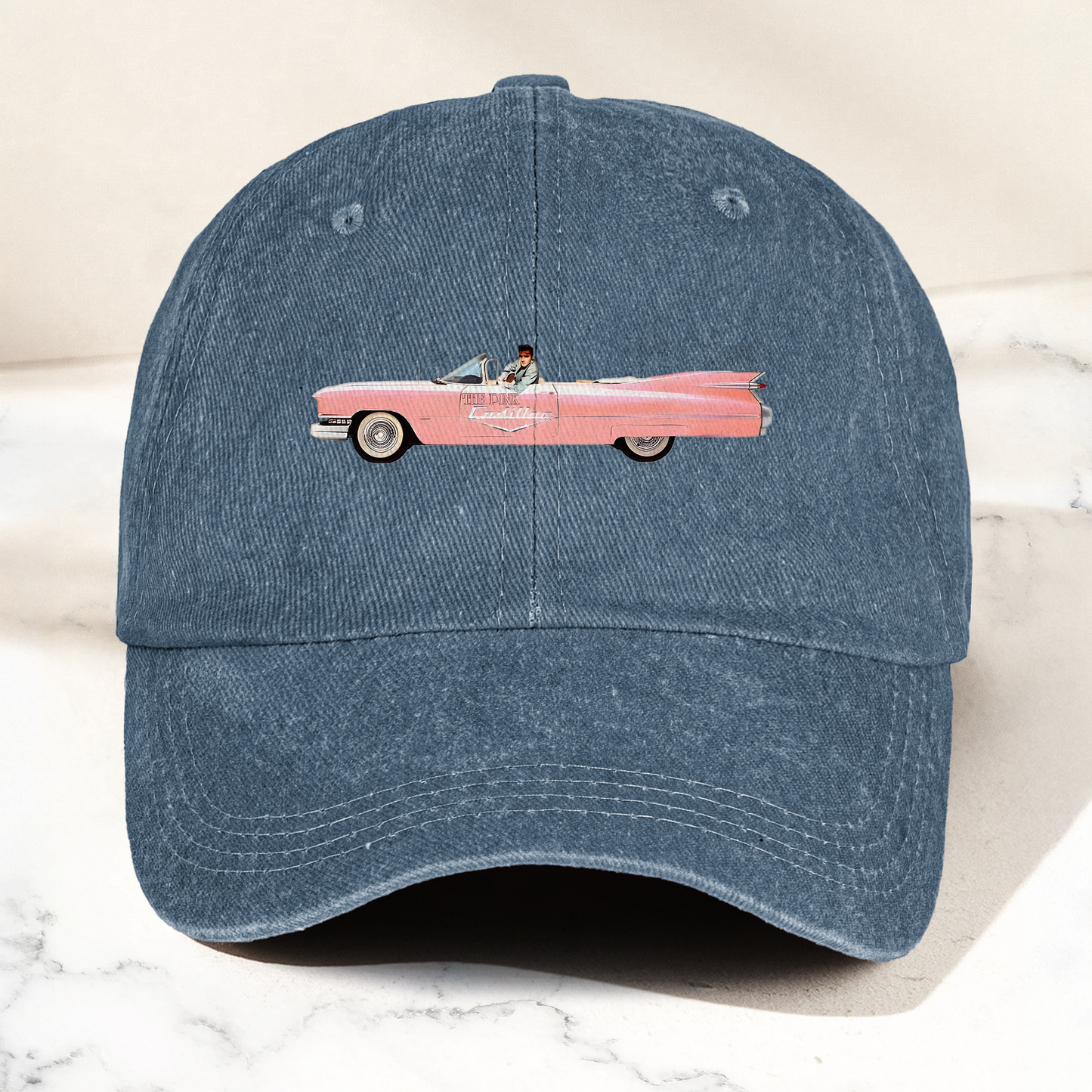 Elvis Presley The Pink Car Denim Cap – Vintage Elvis Presley Merch Gift for Dad (With Box)