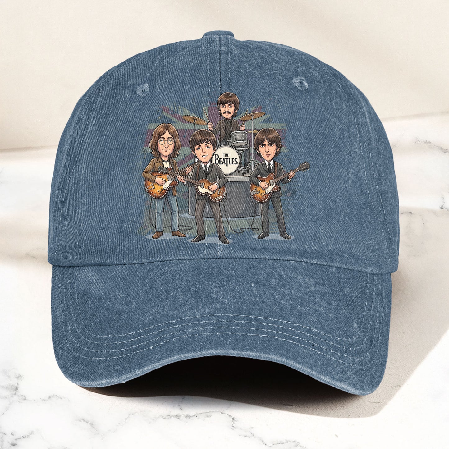 The Beatles And Their Instruments Cartoon Denim Cap – Retro Music Fan Cap Gift For Dad (With Box)