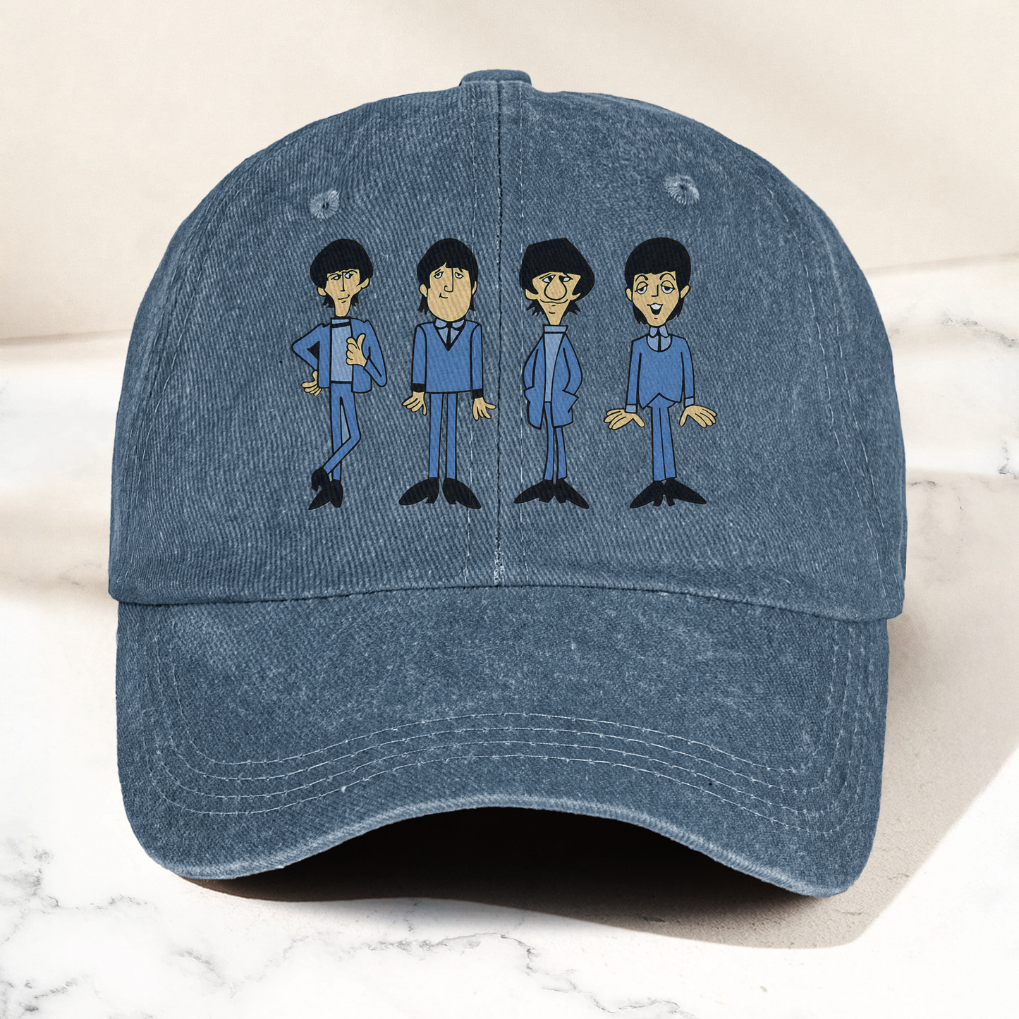 The Beatles Cartoon Series Denim Cap – Retro The Beatles Tribute Merch Dad Hat (With Box)