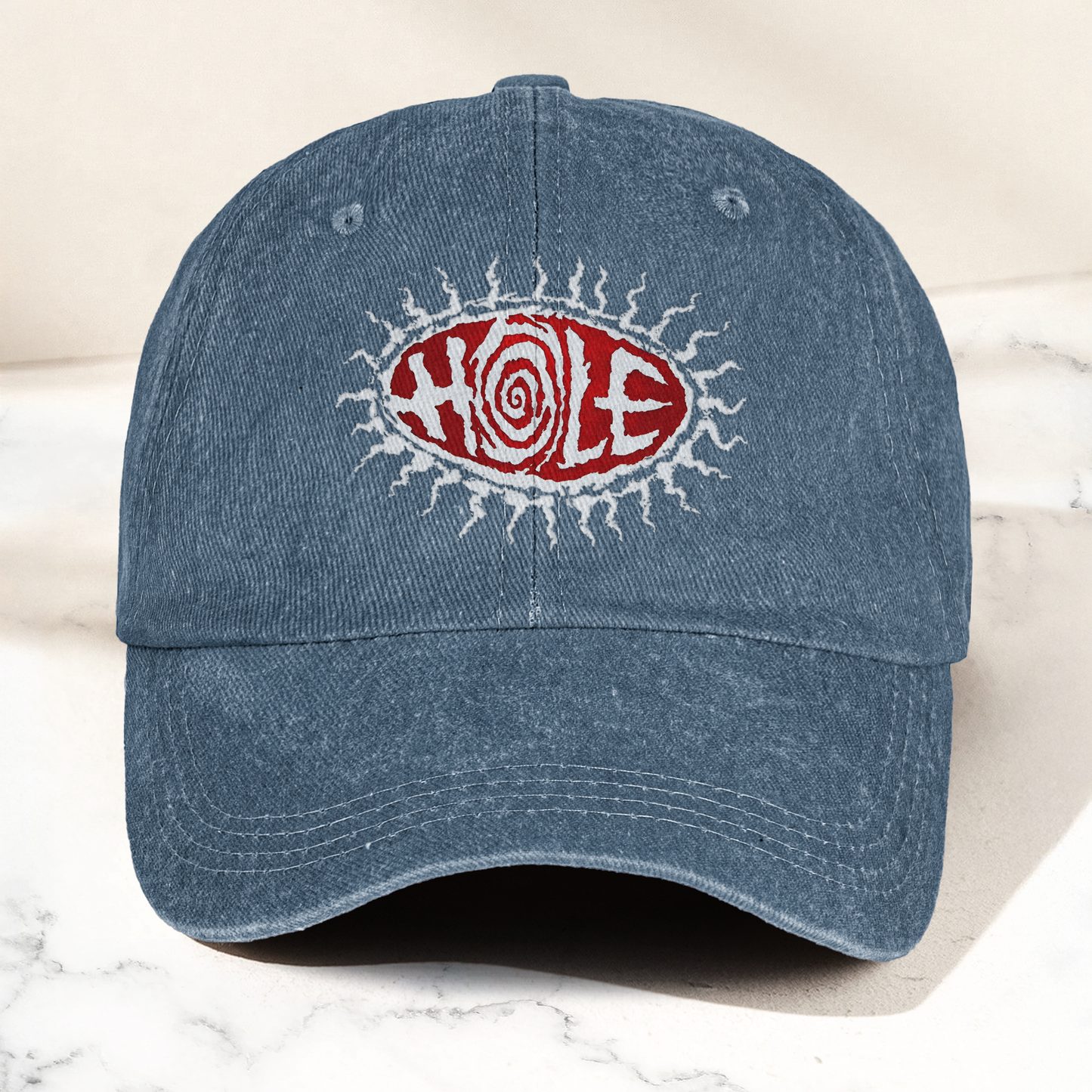 Hole Band Eyeball Denim Cap – Vintage Hole Band Album Merch Gift for Dad (With Box)