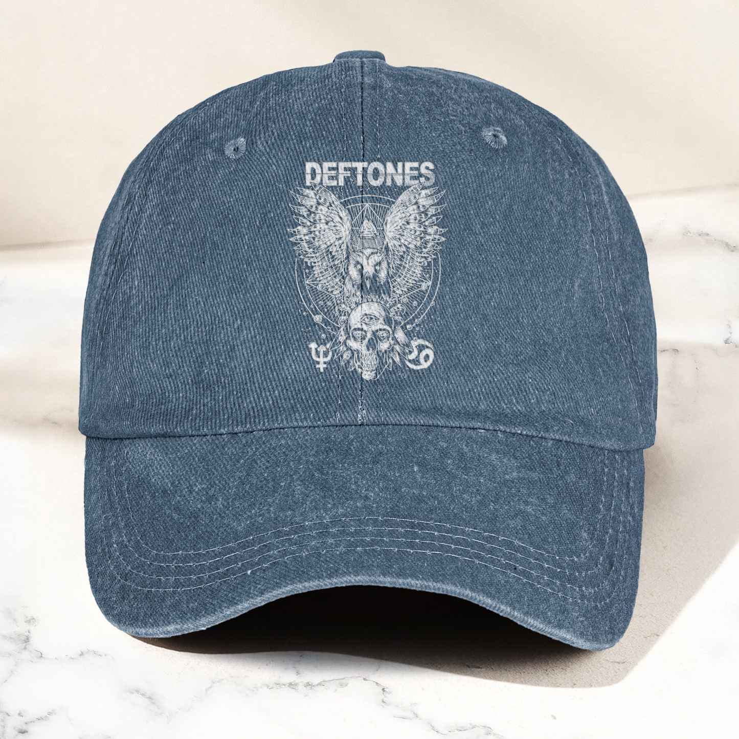Deftones Owl Skull Vintage Dad Hat – Alternative Metal Washed Cotton Cap (With Box)
