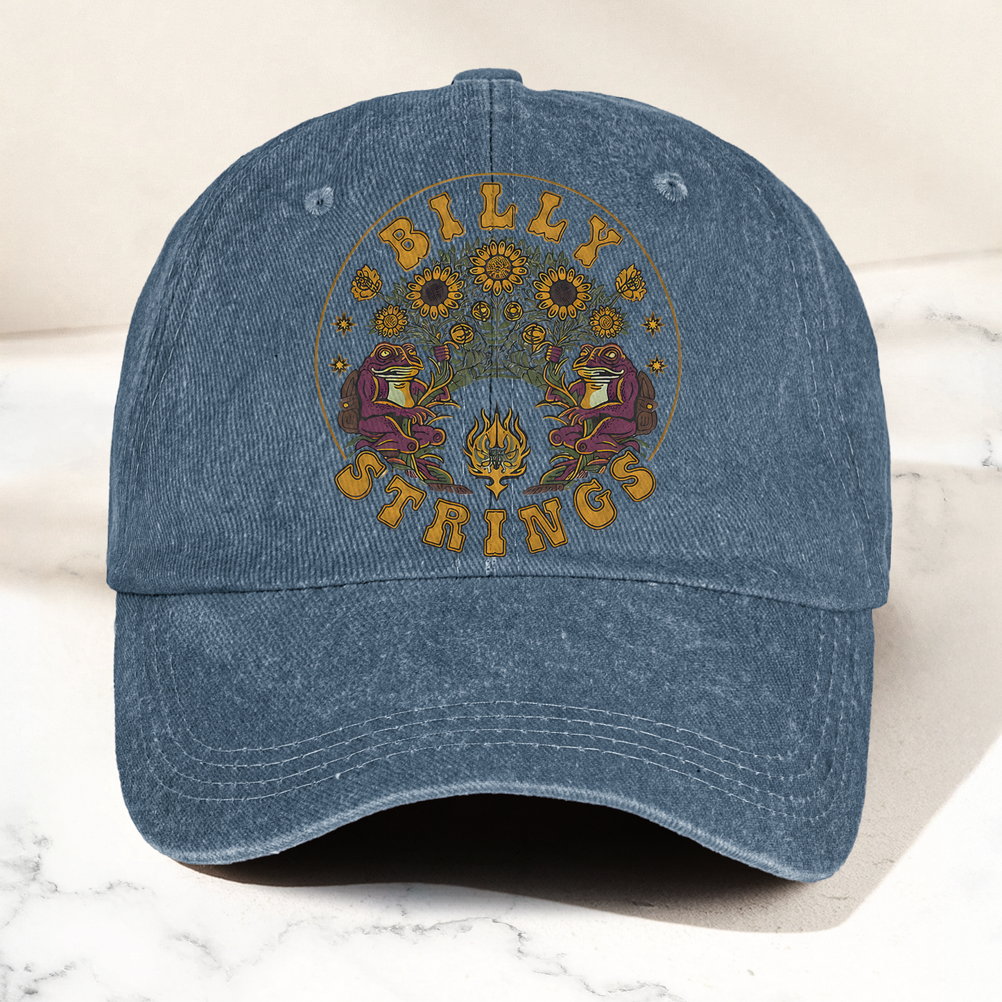 Billy Strings Sunflowers Frog Graphic Cosmic Bluegrass Retro Denim Cap – Retro Vintage Dad Cap Gift For Dad (With Box)