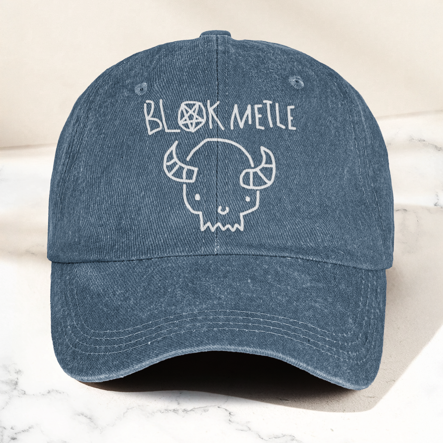 Death Metal Skull Blak Metle Denim Cap – Heavy Metal Emo Dad Cap Gift For Dad (With Box)