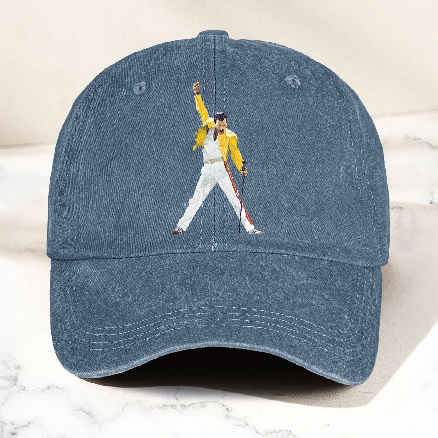 Vintage Freddie Mercury Denim Cap – Queen Band Tribute Merch Dad Hat (With Box)