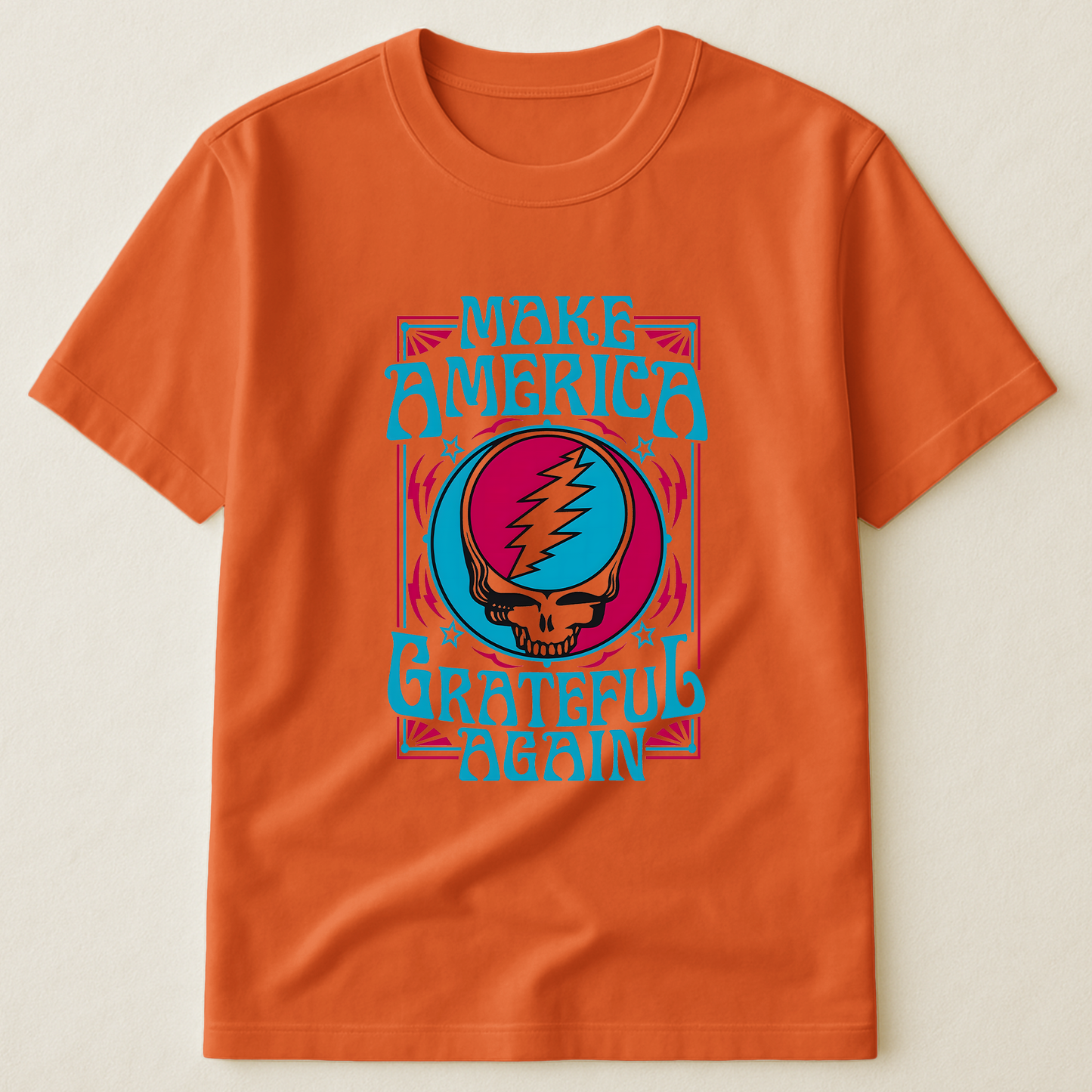 Make America Grateful Again T-Shirt – Retro Skull Lightning Music Parody Tee