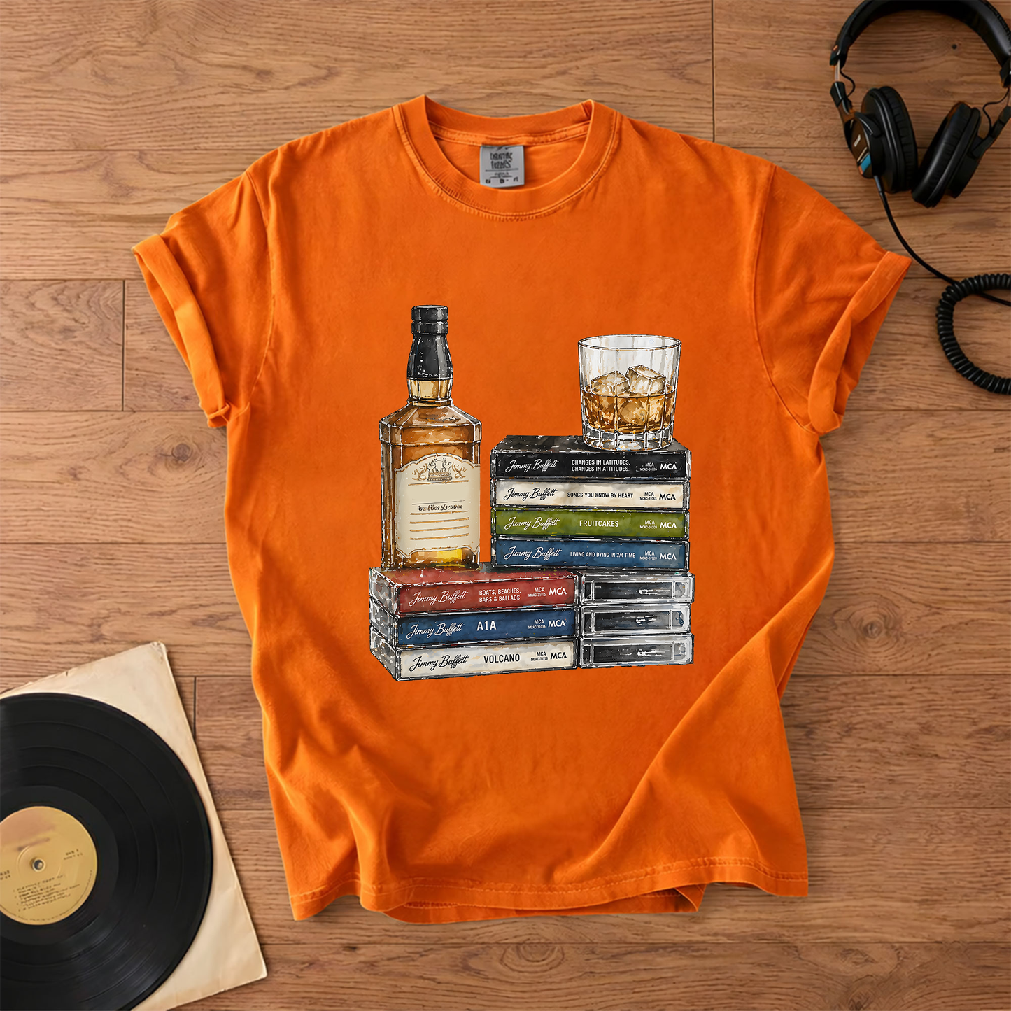 Jimmy Buffett Cassette Album Collection T-Shirt – Retro Music Jimmy Buffett Merch Tee