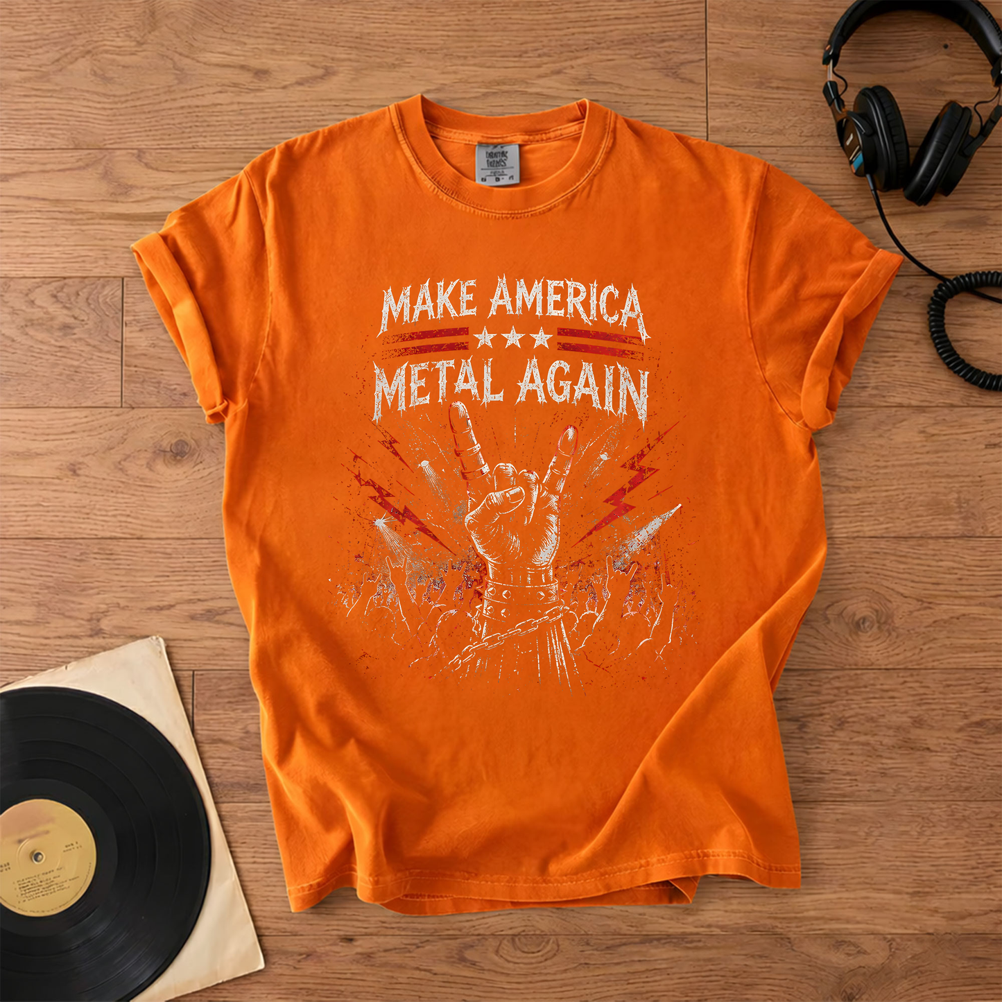 Make America Metal Again Graphic T-Shirt – Retro Rock Metal Music Fan Merch Tee