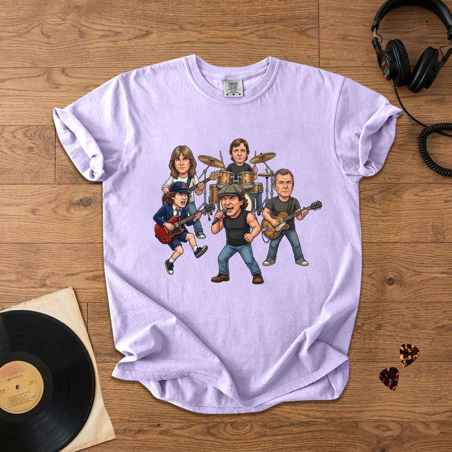 AC/DC Caricature Band T-Shirt – Classic Rock Legends Graphic Tee