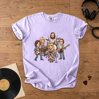 Fleetwood Mac Cartoon Band Graphic T-Shirt – Classic Rock Fan Tee