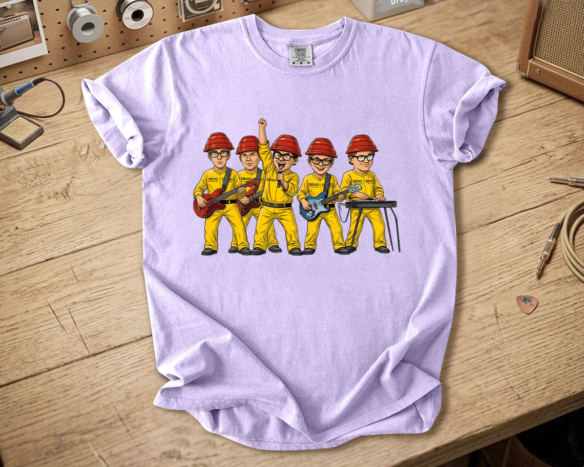DEVO Comfort Colors Tee – Band Members Red Energy Dome Tribute New Wave Rock Shirt
