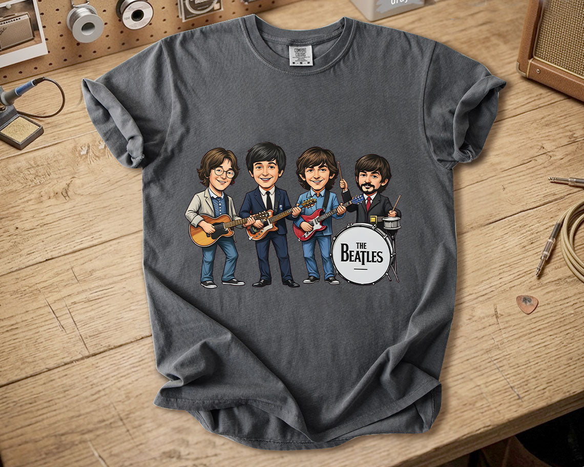 The Beatles Band Members Comfort Colors Tee – John Lennon Paul McCartney George Harrison Ringo Starr Classic Rock Tribute Shirt