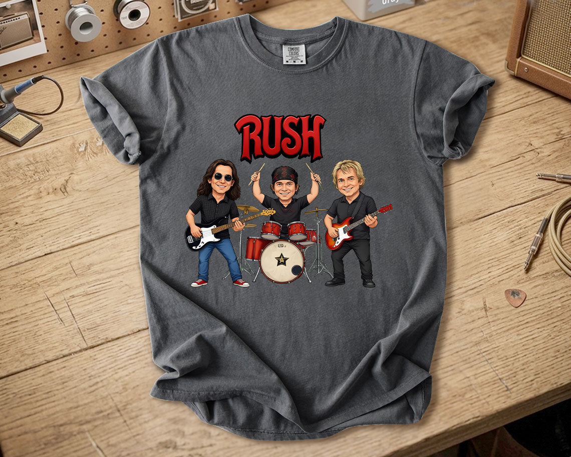 Rush Comfort Colors Tee – Geddy Lee Neil Peart Alex Lifeson Band Members Tribute Shirt