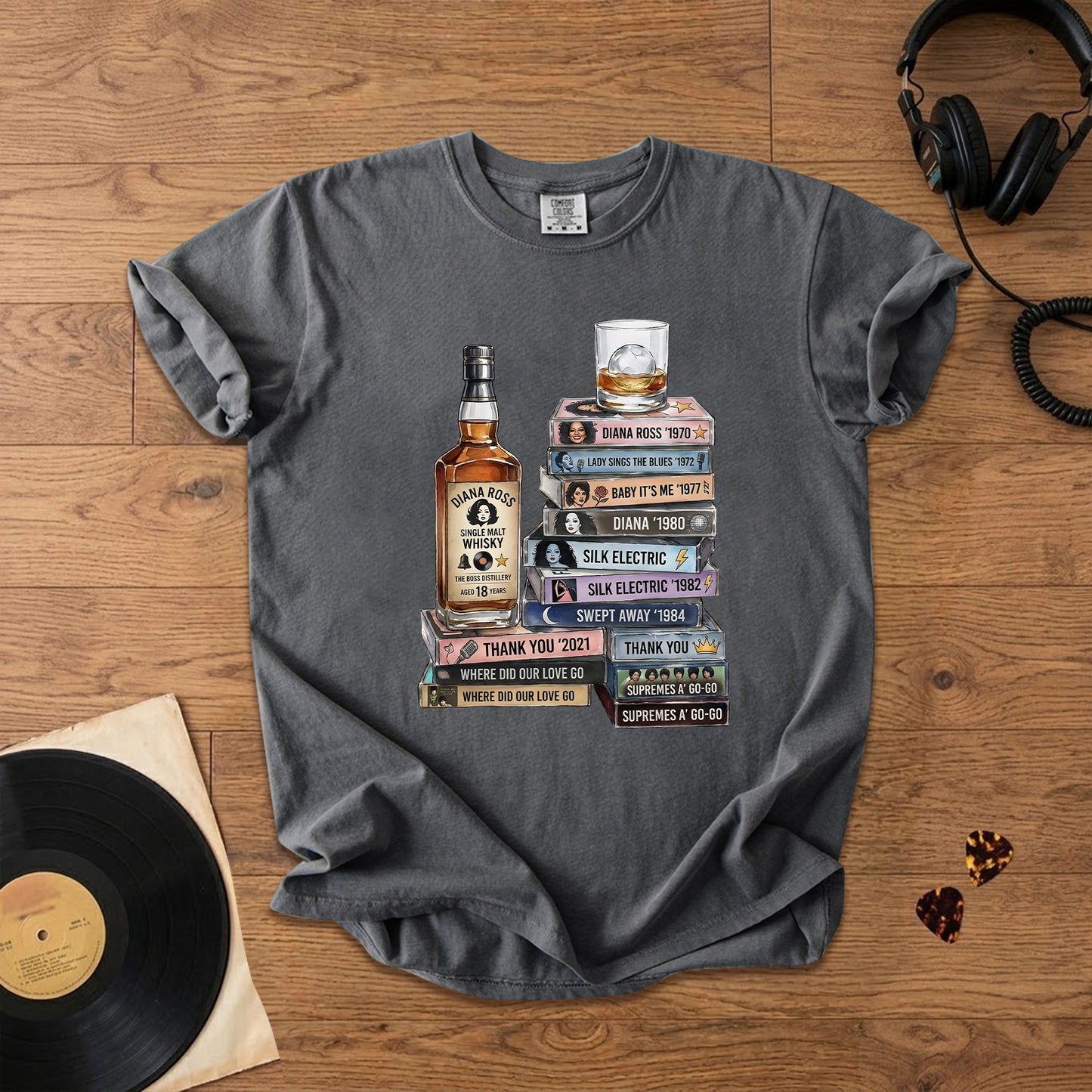 Diana Ross Cassette Album Collection T-Shirt – Retro Rock Music Diana Ross Merch Tee