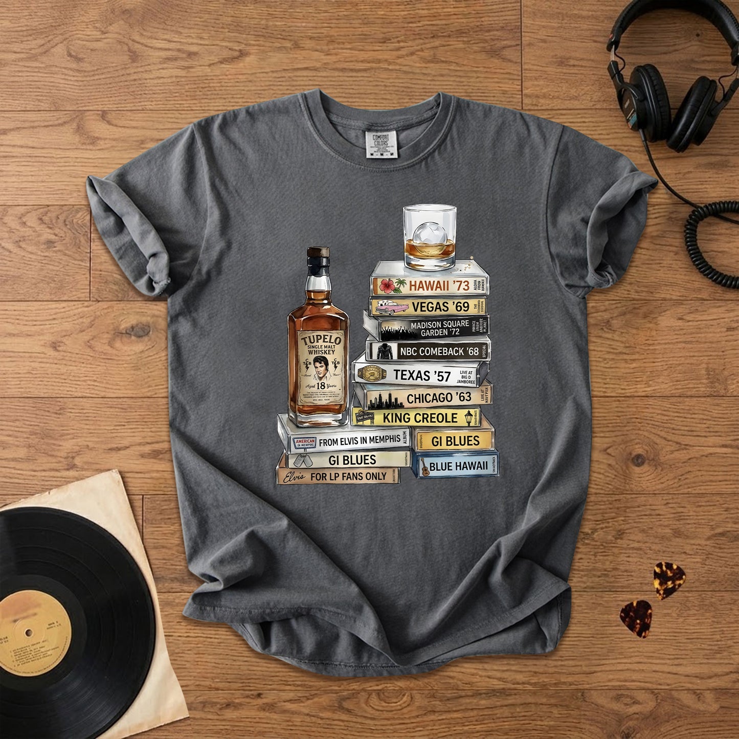 Elvis Presley Cassette Album Collection T-Shirt – Retro Rock Music Elvis Presley Merch Tee