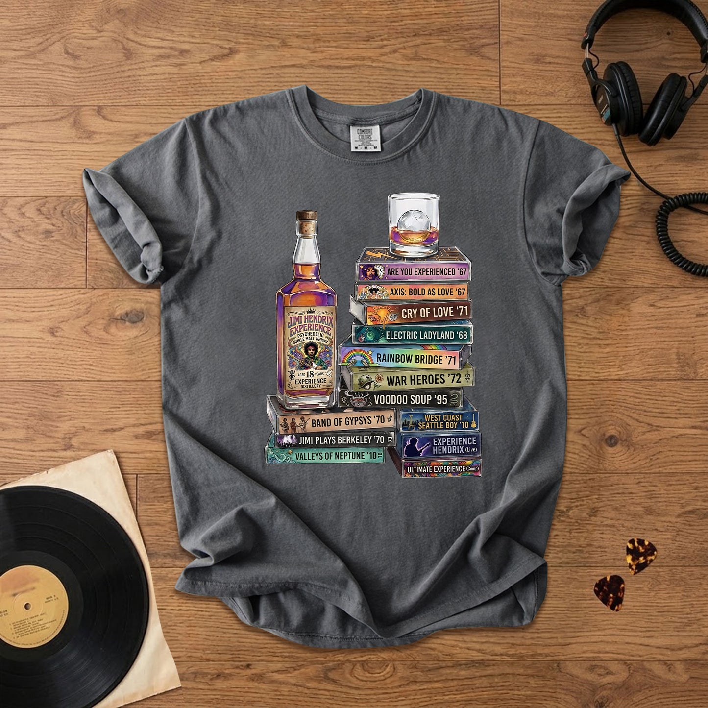 Jimi Hendrix Cassette Album Collection T-Shirt – Retro Rock Music Jimi Hendrix Merch Tee