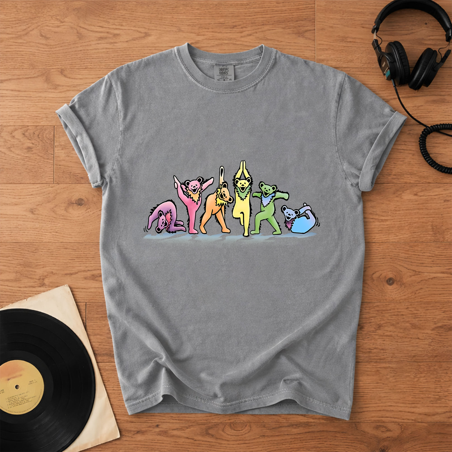 Grateful Dead Dancing Bears Yoga Poses Funny T-Shirt – Retro Music Band Merch Tee