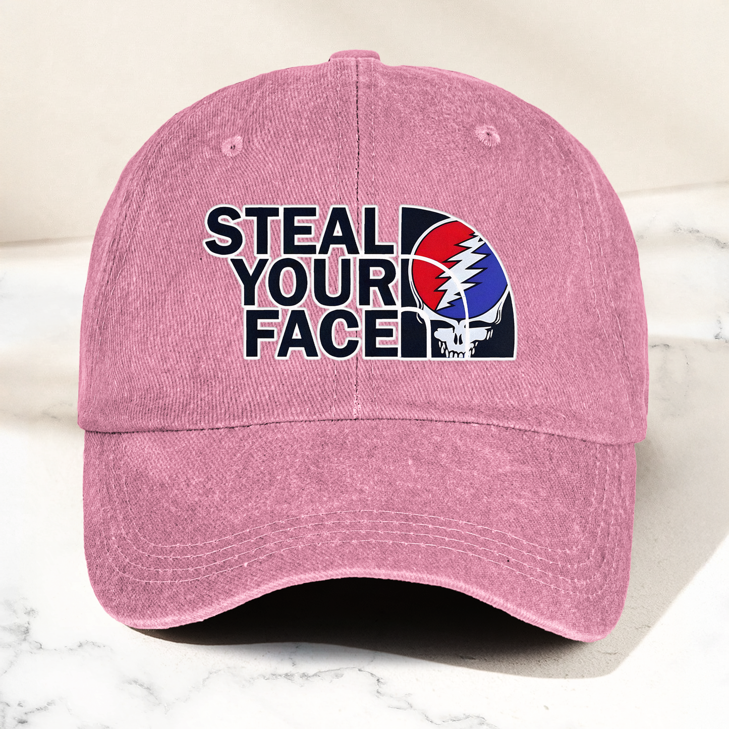 Steal Your Face Denim Cap – Retro Grateful Dead Skull Dad Hat (With Box)