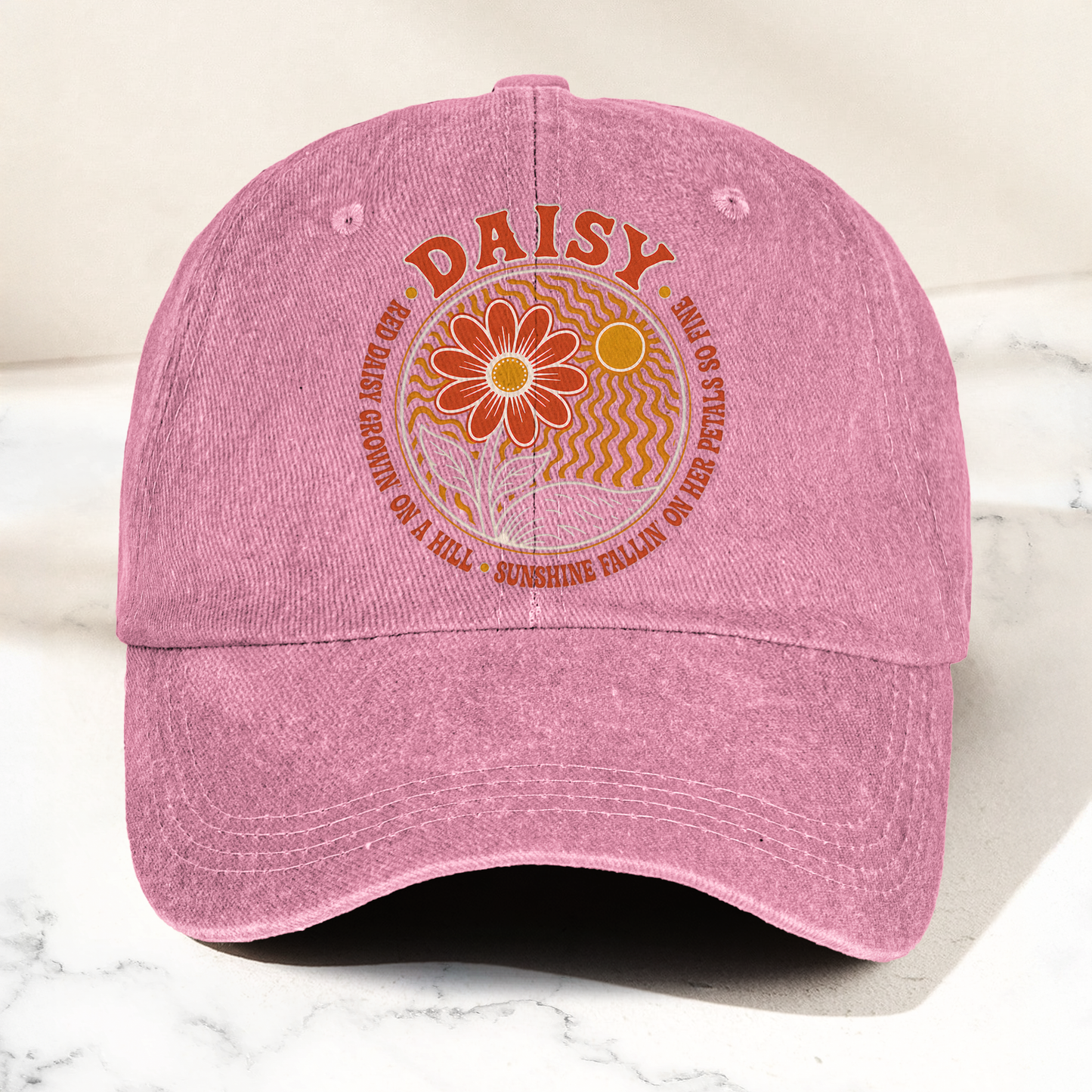 Grateful Dead Red Daisy Lyrics Music Merch Denim Cap – Retro Vintage Dad Cap Gift For Dad (With Box)