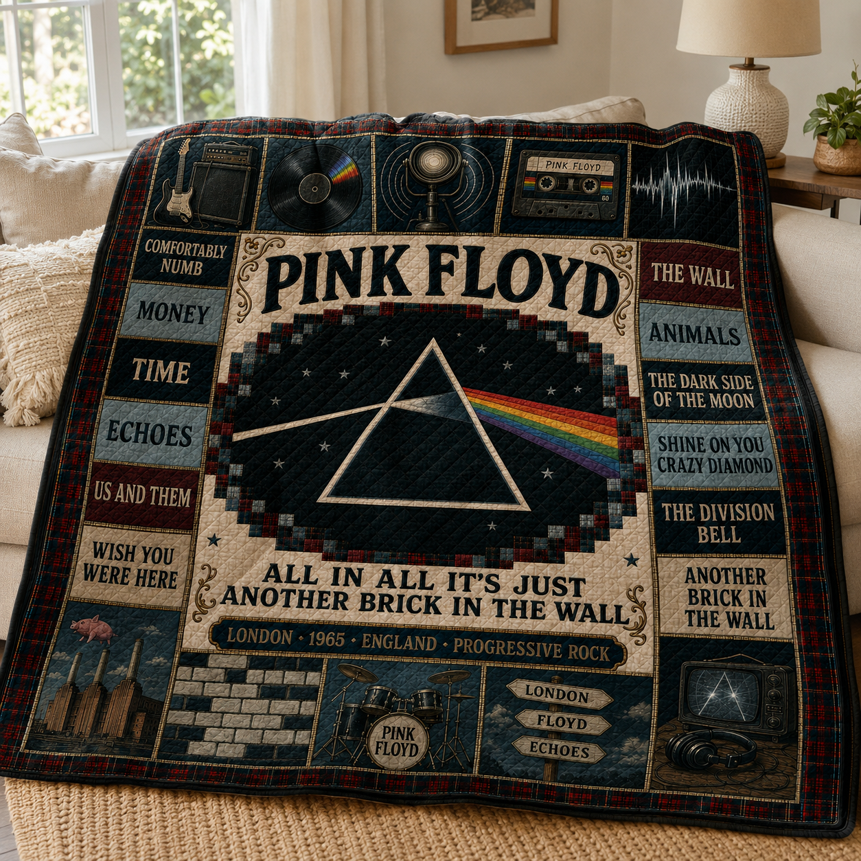 Pink Floyd Progressive Rock Quilt Blanket – Another Brick In The Wall In Every Stitch