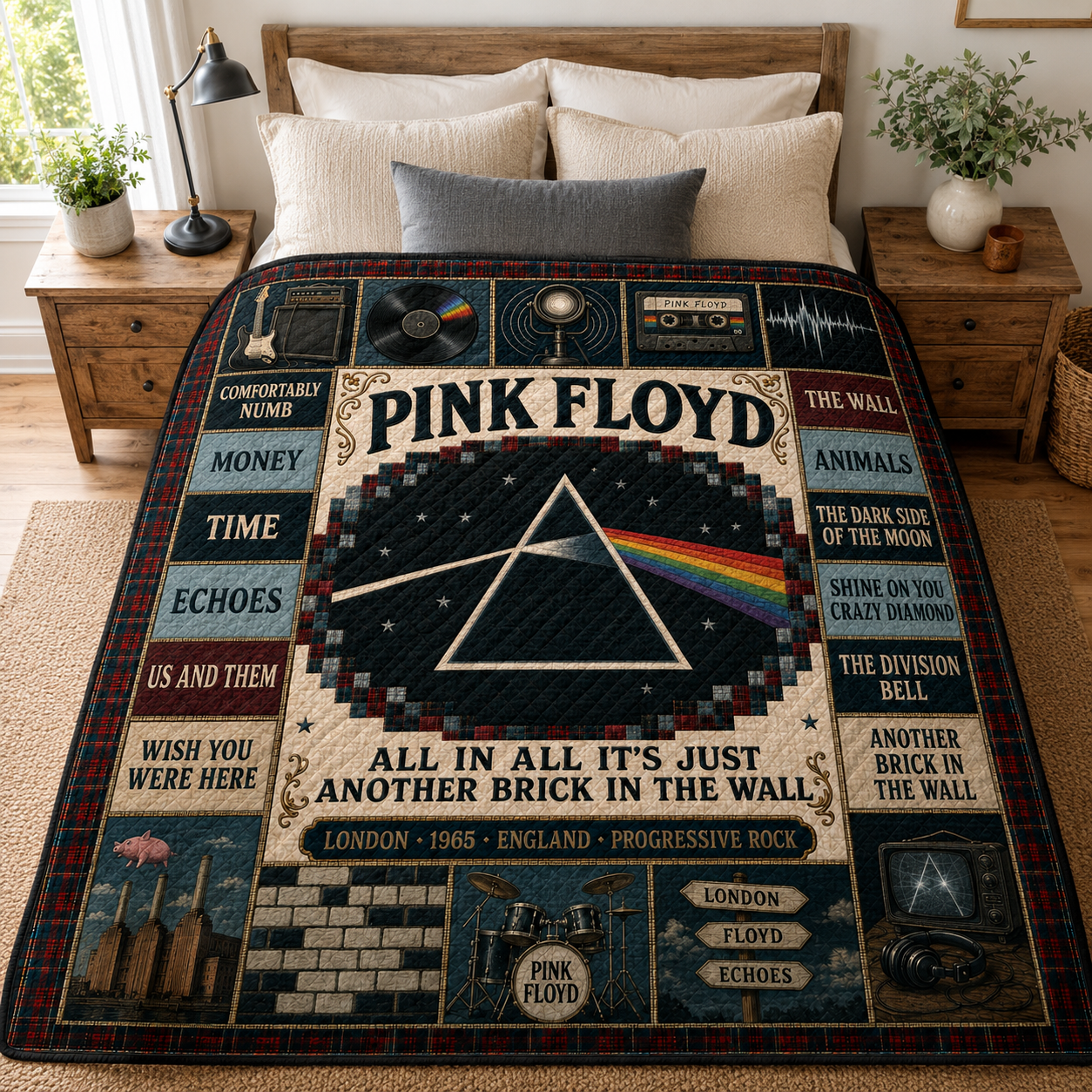 Pink Floyd Progressive Rock Quilt Blanket – Another Brick In The Wall In Every Stitch