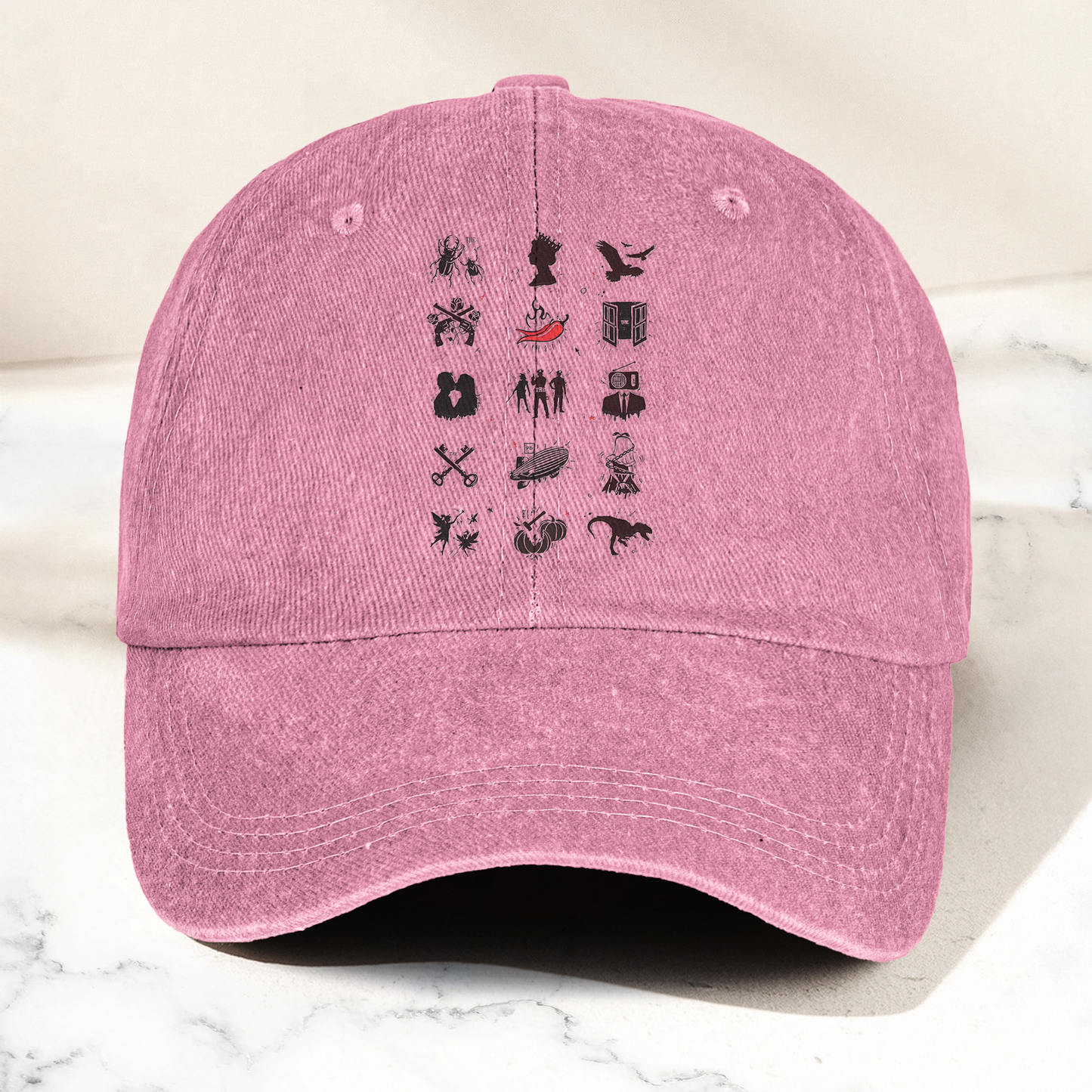 Talking Heads Symbols Cap – Vintage Washed Black Dad Hat, Minimalist Alternative Rock Icon Hat (With Box)