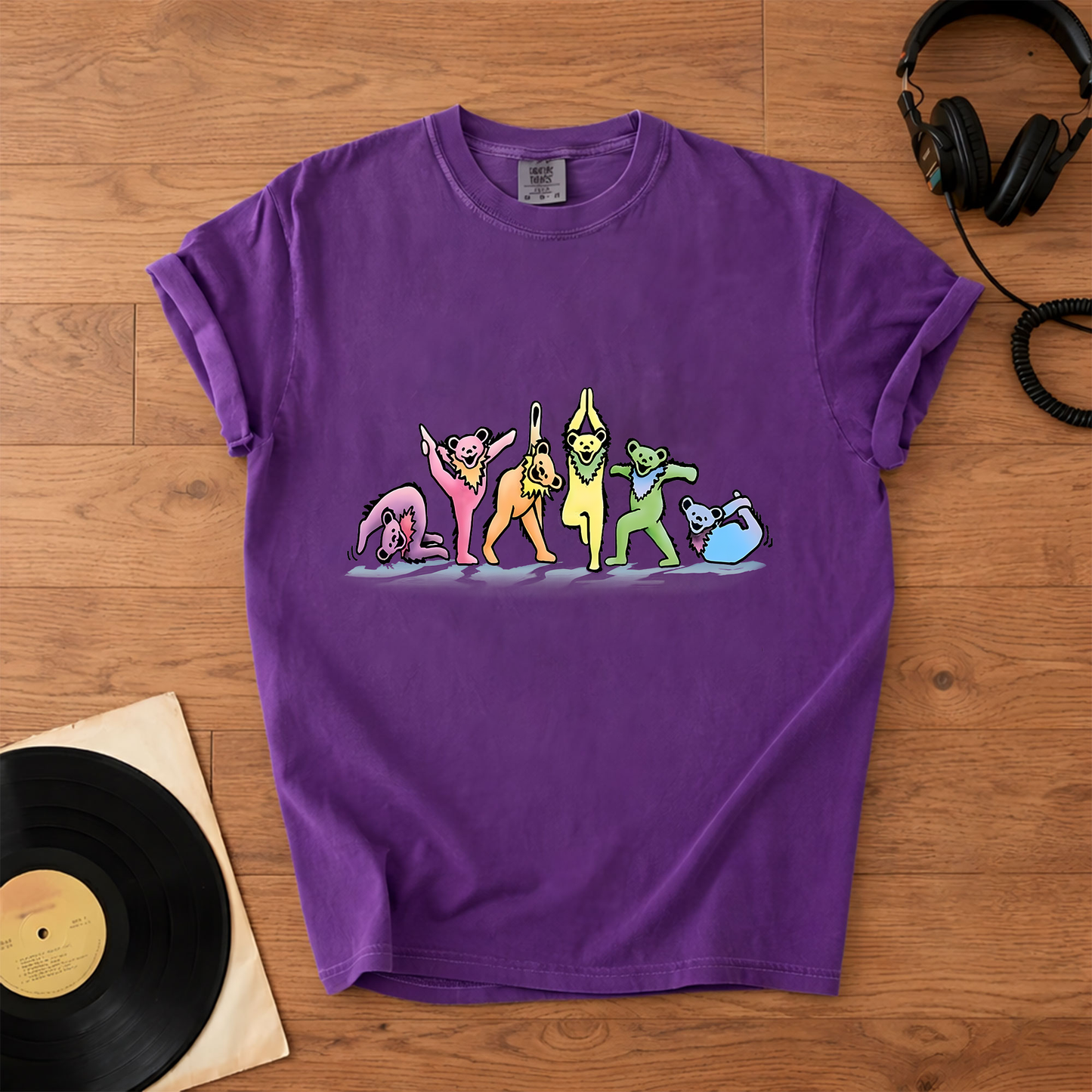Grateful Dead Dancing Bears Yoga Poses Funny T-Shirt – Retro Music Band Merch Tee