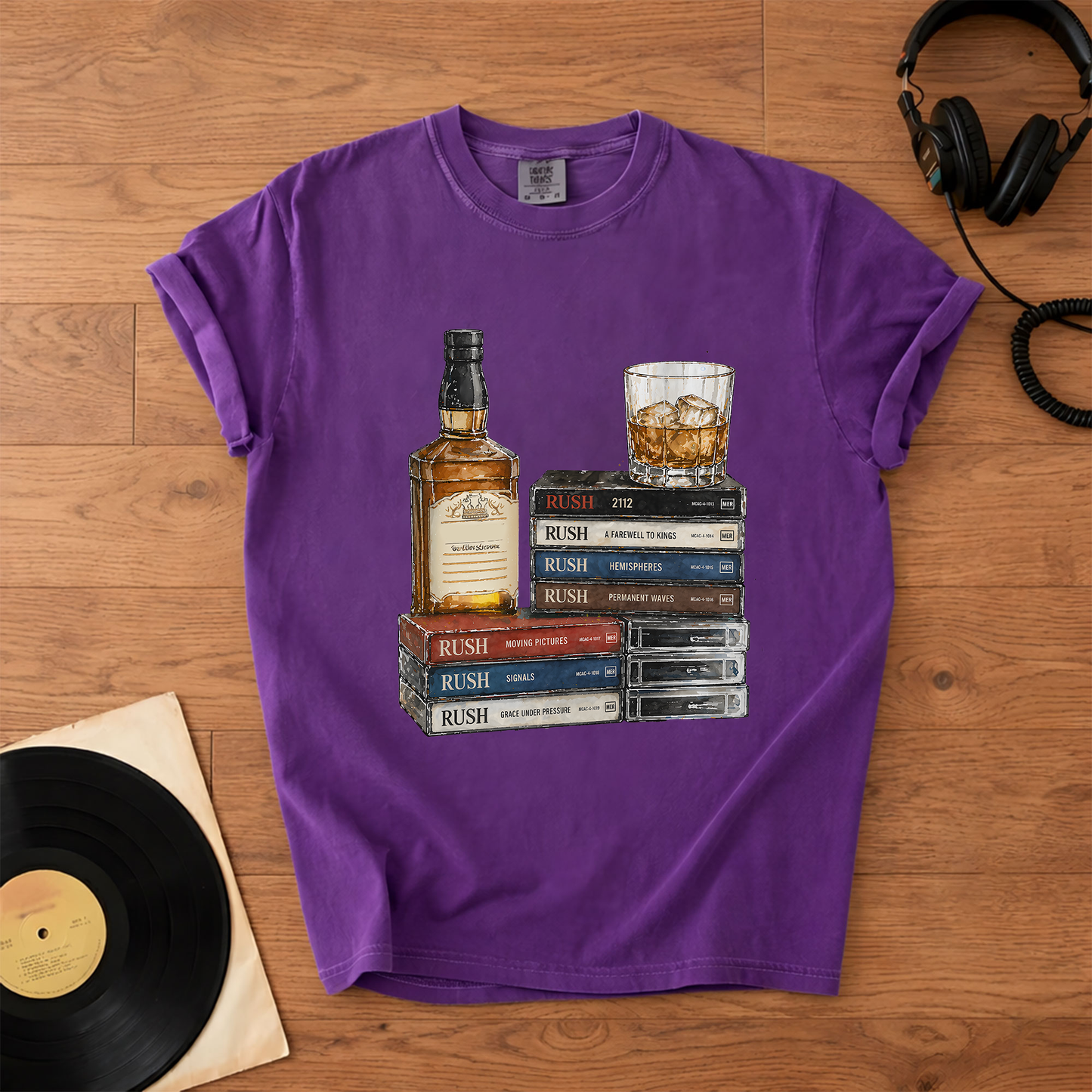 Rush Band Cassette Album Collection T-Shirt – Retro Rock Music Rush Band Merch Tee