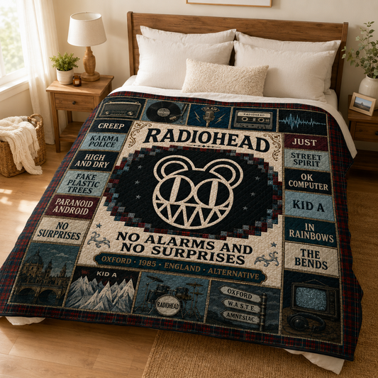 Radiohead Modified Bear Quilt Blanket – OK Computer Kid A High Quality Blanket For Fans