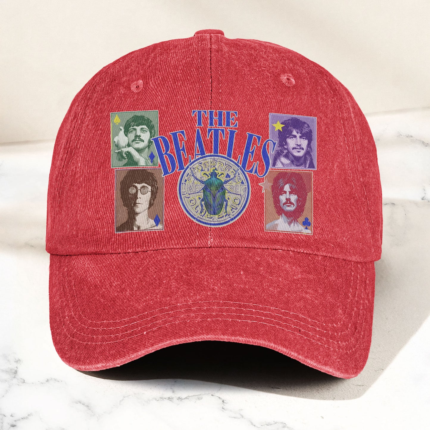The Beatles Vintage Portraits Graphic Music Merch Denim Cap – Retro Vintage Dad Cap Gift For Dad (With Box)