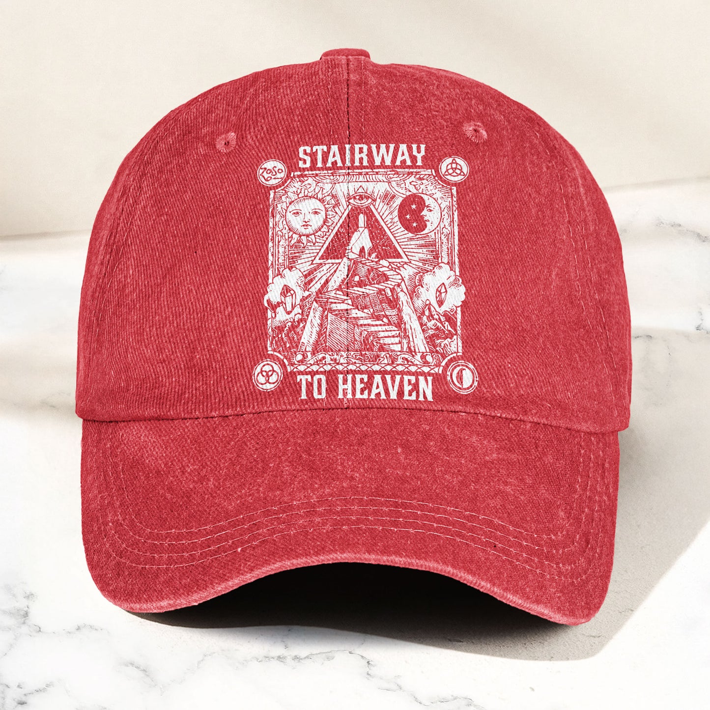 Led Zeppelin Stairway To Heaven Zoso Symbols Music Merch Denim Cap – Retro Vintage Dad Cap Gift For Dad (With Box)