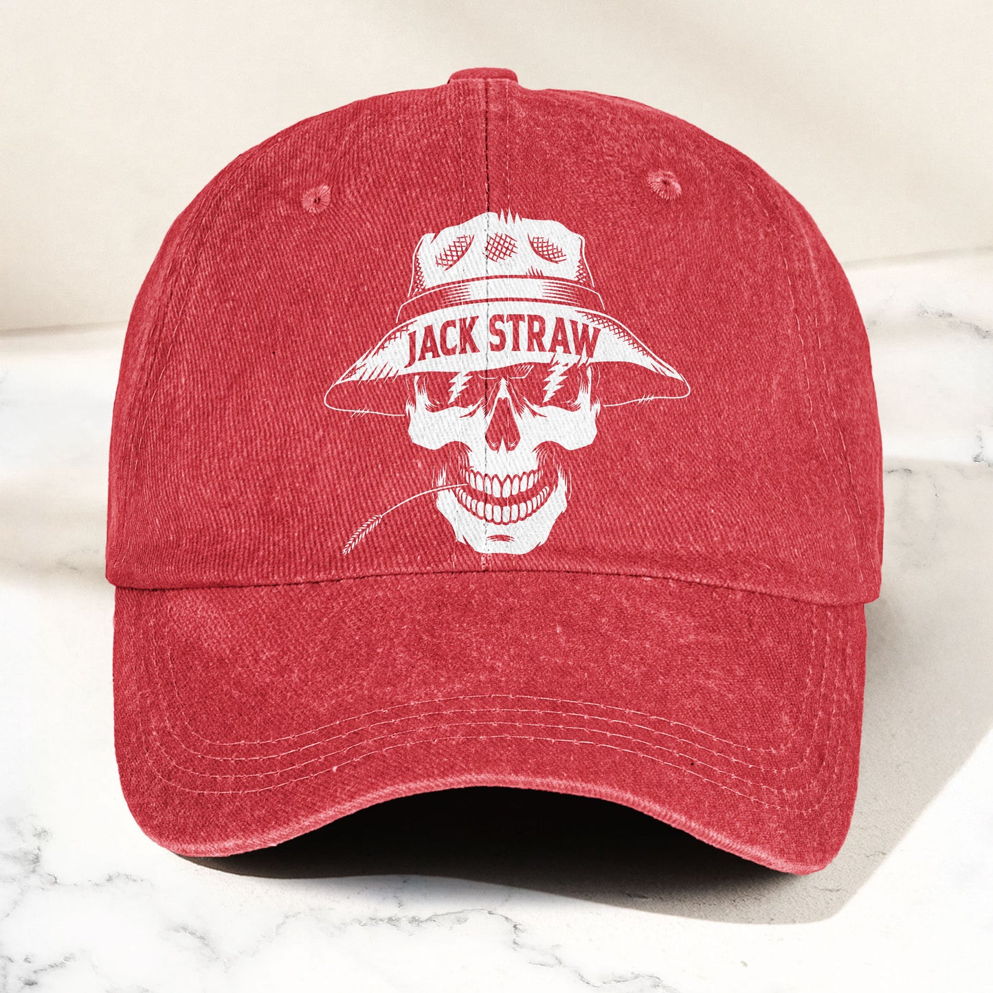 Grateful Dead Jack Straw Skull Lightning Eyes Music Merch Denim Cap – Retro Vintage Dad Cap Gift For Dad (With Box)