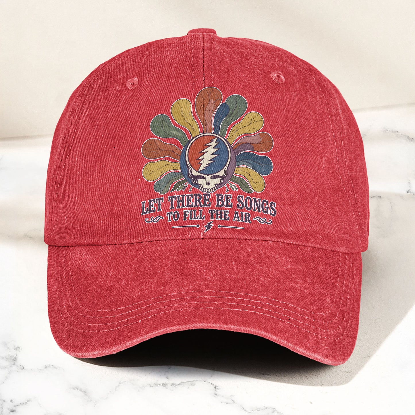 Grateful Dead Ripple Let There Be Songs To Fill The Air Steal Your Face Denim Cap – Retro Vintage Dad Cap Gift For Dad (With Box)