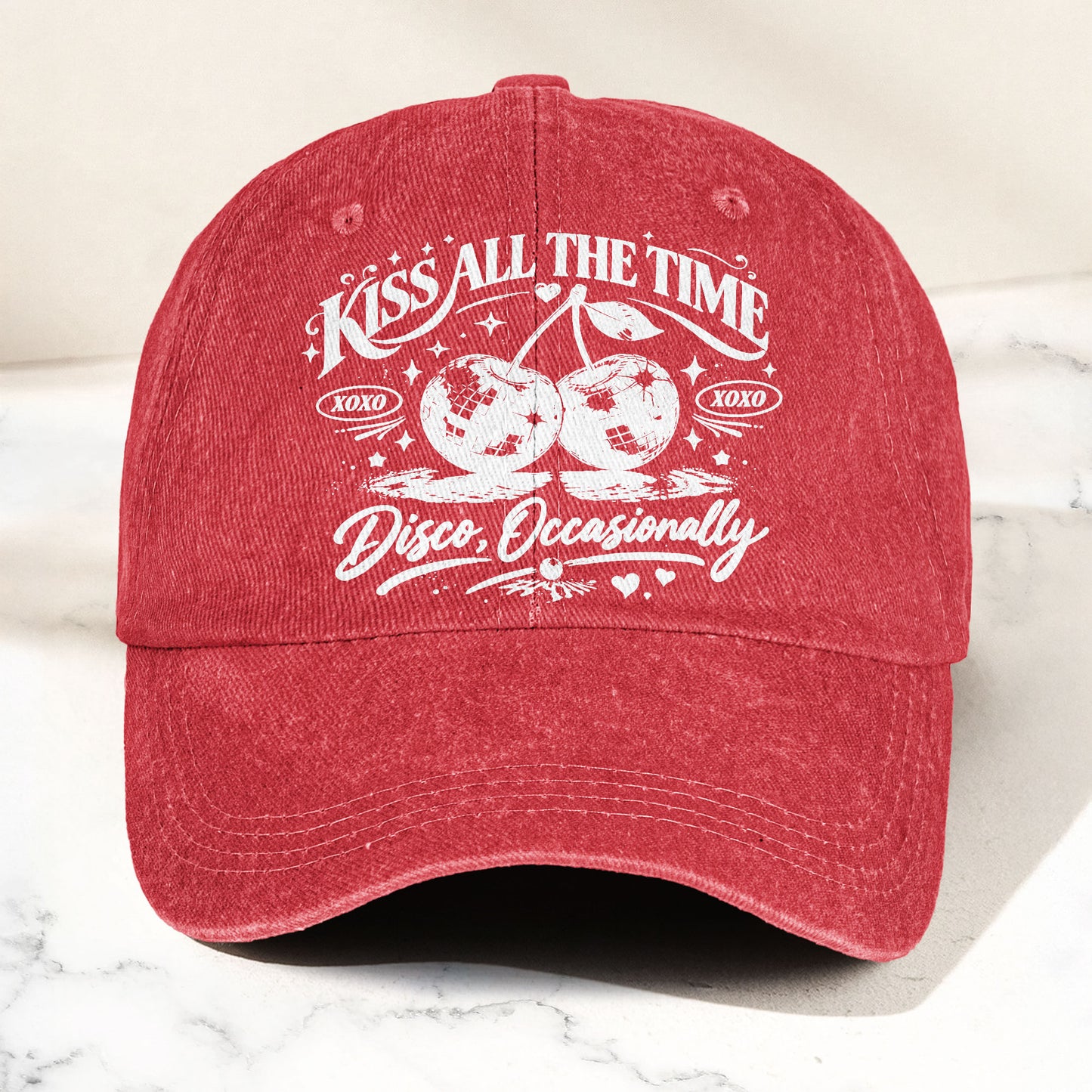 Harry Styles Kiss All The Time Disco Occasionally Denim Cap – Retro Vintage Dad Cap Gift For Dad (With Box)