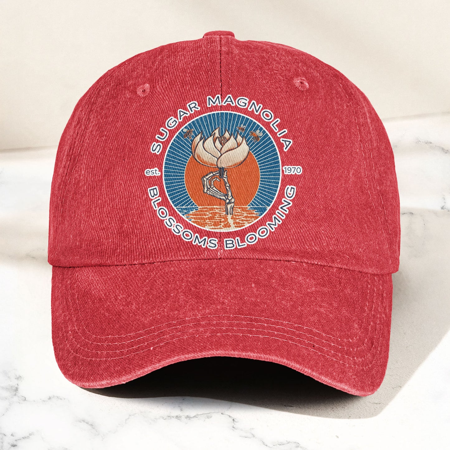 Grateful Dead Sugar Magnolia Blossoms Blooming Vintage Denim Cap – Retro Vintage Dad Cap Gift For Dad (With Box)