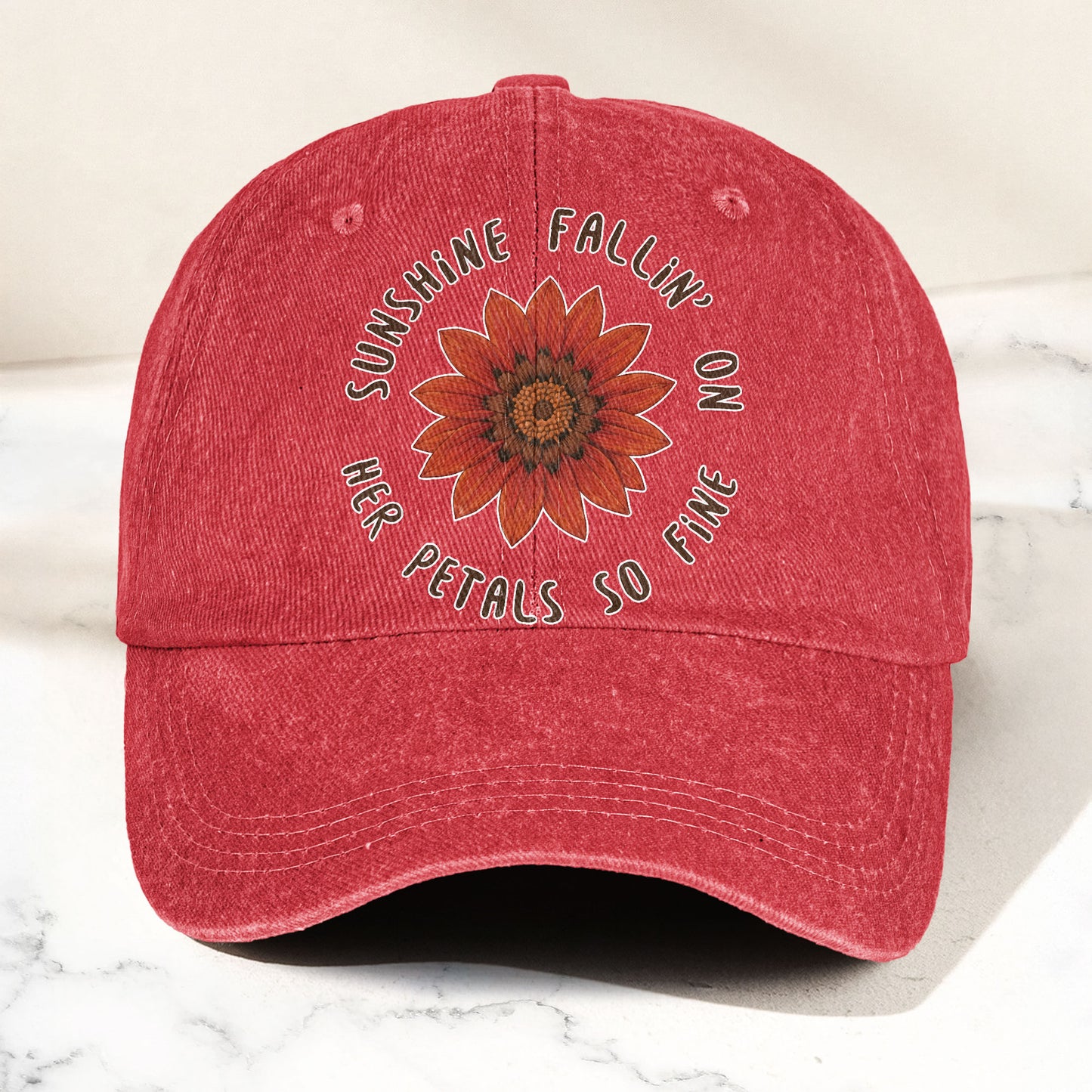 Grateful Dead Red Daisy Sunshine Fallin' On Her Petals So Fine Lyrics Music Merch Denim Cap – Retro Vintage Dad Cap Gift For Dad (With Box)