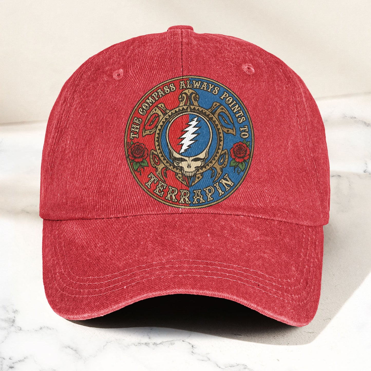 Grateful Dead Terrapin Station Compass Points Denim Cap – Retro Vintage Dad Cap Gift For Dad (With Box)