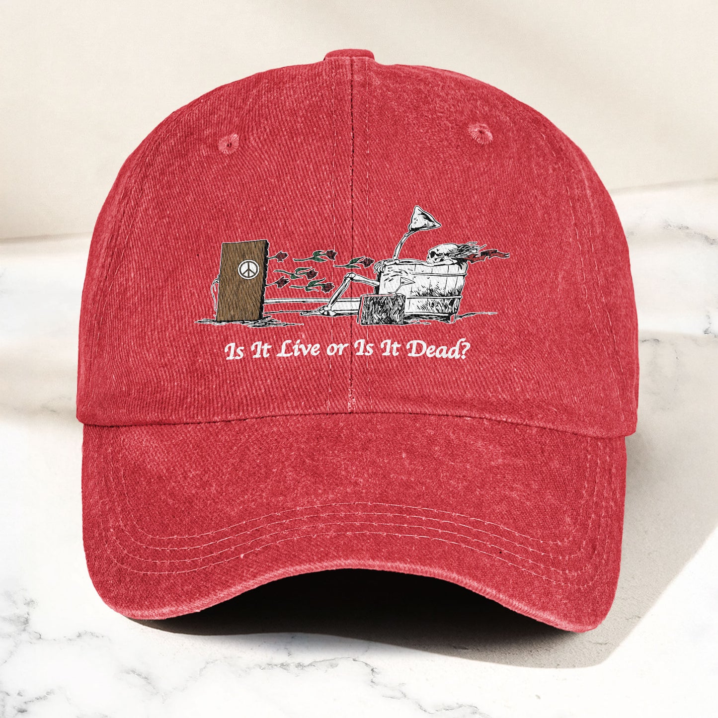 Grateful Dead Is It Live Or Is It Dead Music Merch Denim Cap – Retro Vintage Dad Cap Gift For Dad (With Box)