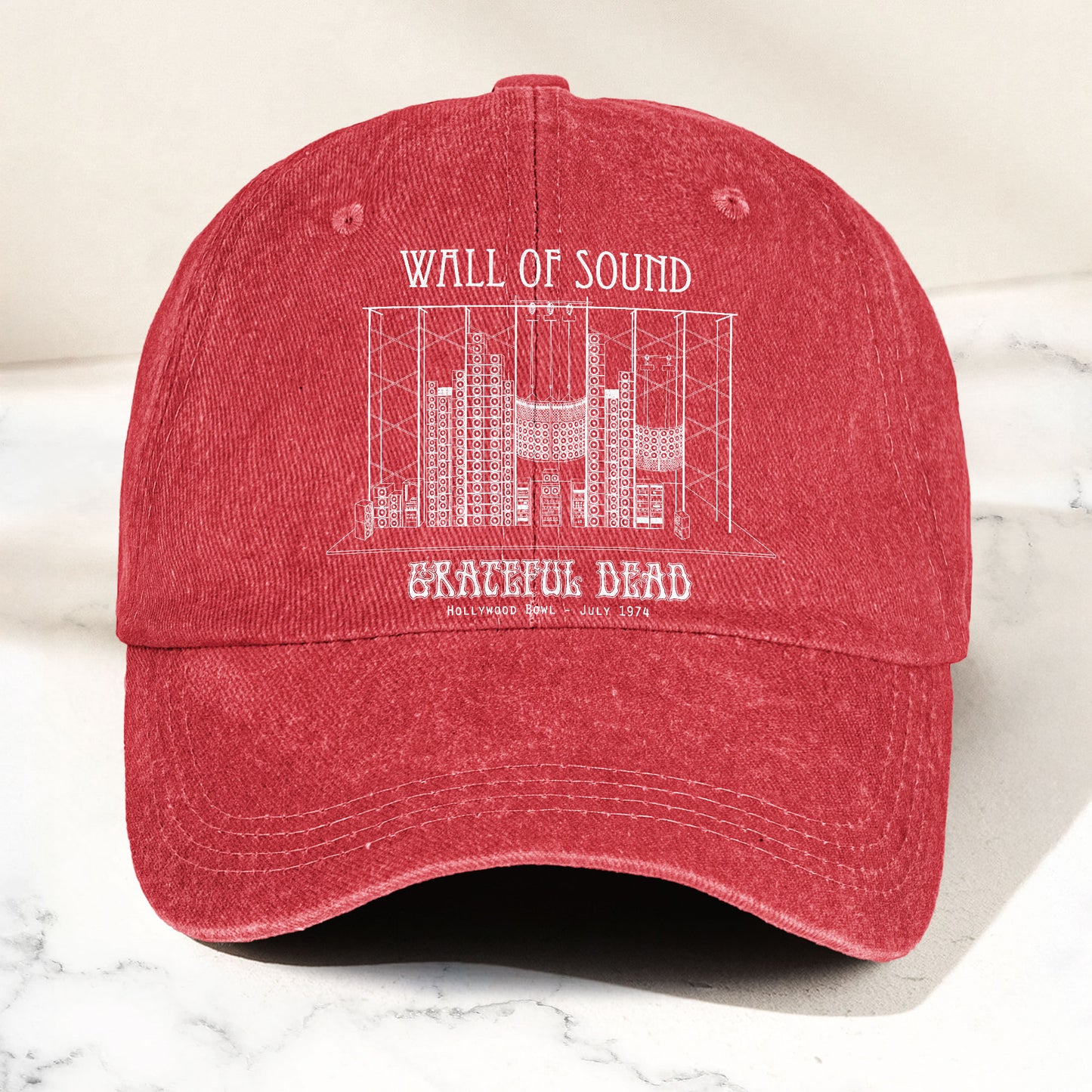 Grateful Dead Wall of Sound 1974 Hollywood Bowl Music Merch Denim Cap – Retro Vintage Dad Cap Gift For Dad (With Box)