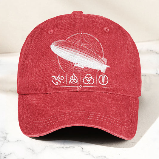 Led Zeppelin Zoso Four Symbols Airship Graphic Music Merch Denim Cap – Retro Vintage Dad Cap Gift For Dad (With Box)