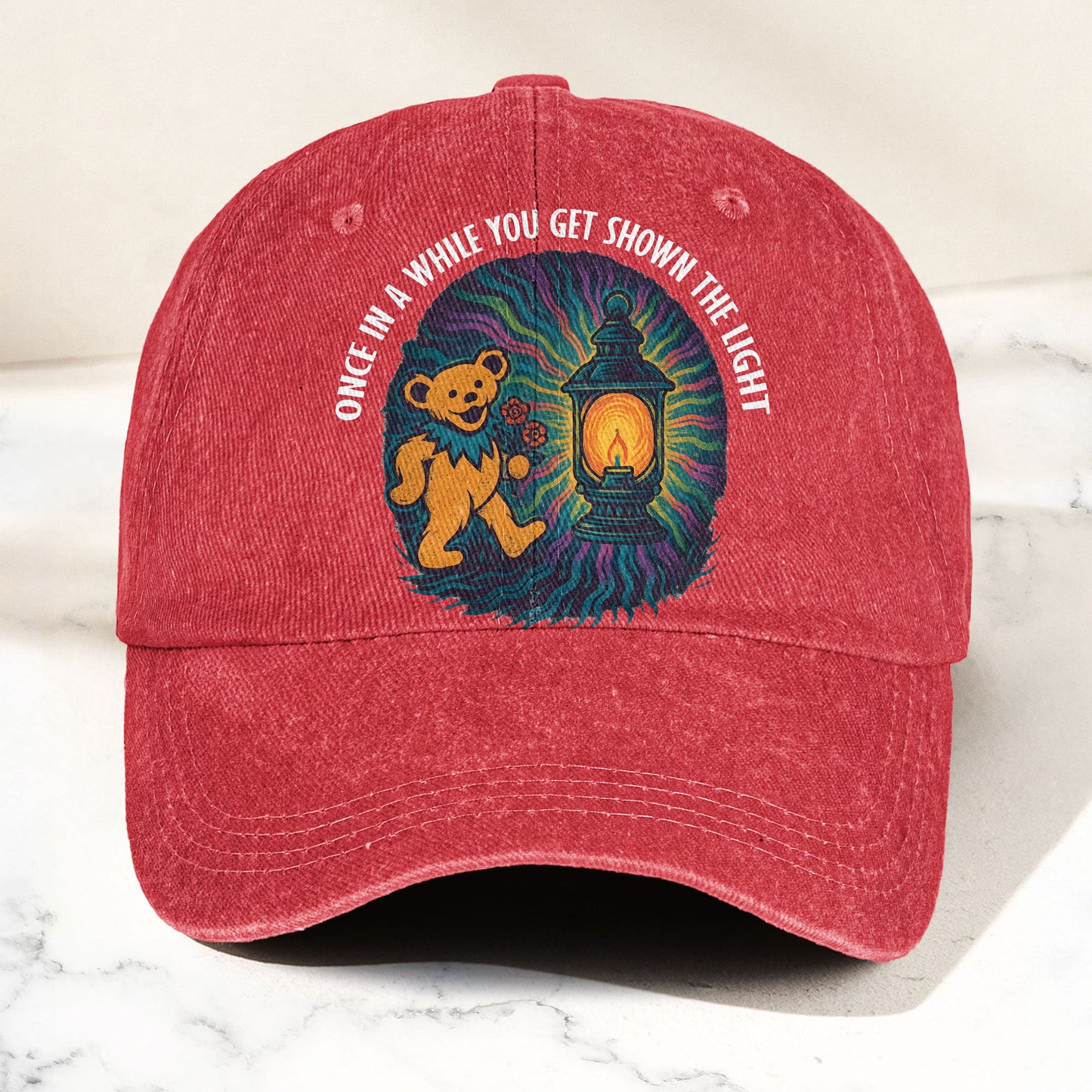 Grateful Dead Scarlet Begonias Shown The Light Dancing Bear Denim Cap – Retro Vintage Dad Cap Gift For Dad (With Box)