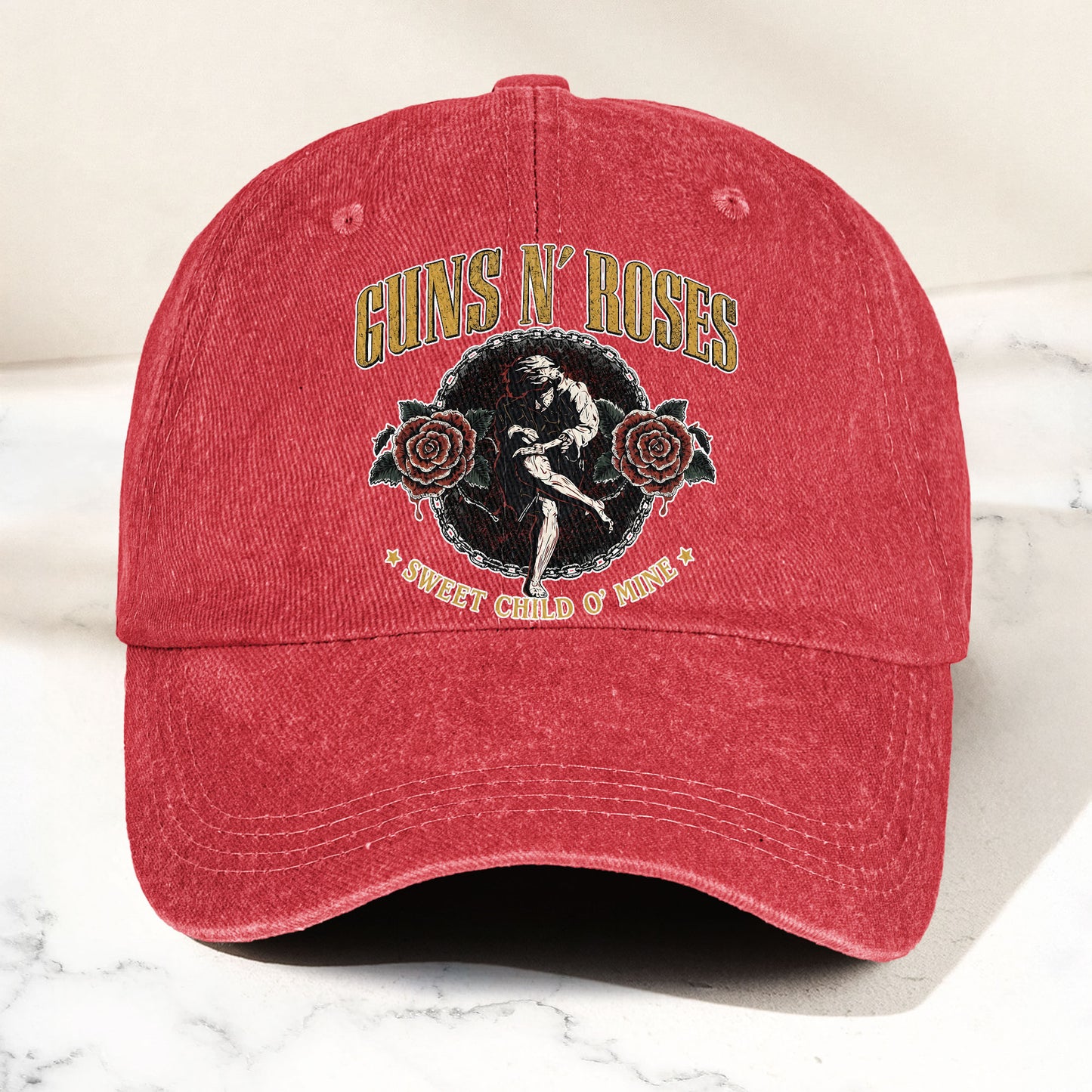 Guns N Roses Sweet Child O Mine Rock Music Merch Denim Cap – Retro Vintage Dad Cap Gift For Dad (With Box)